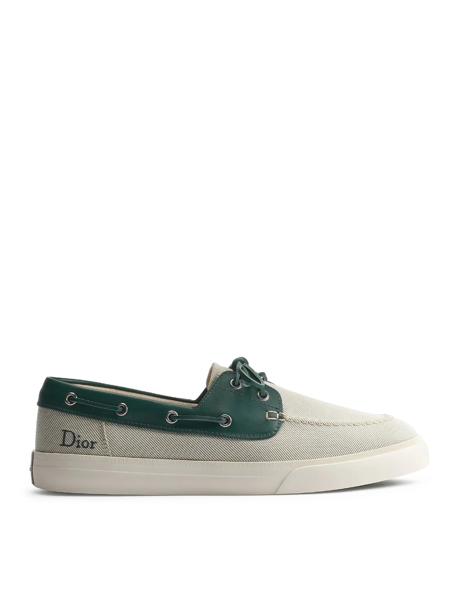 DIORIVIERA CHESTER BOAT SHOES IN COTTON CANVAS AND CALFSKIN - 1