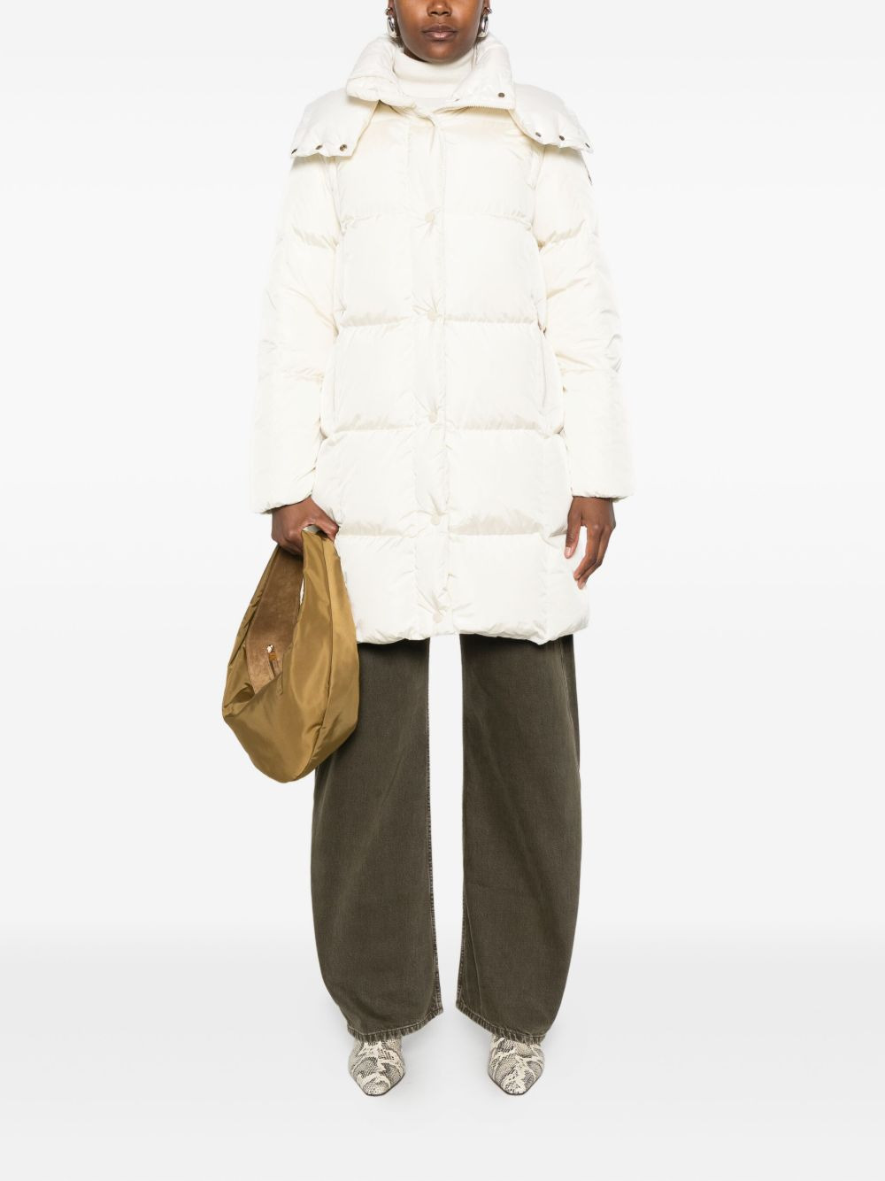quilted hooded single-breasted coat - 2