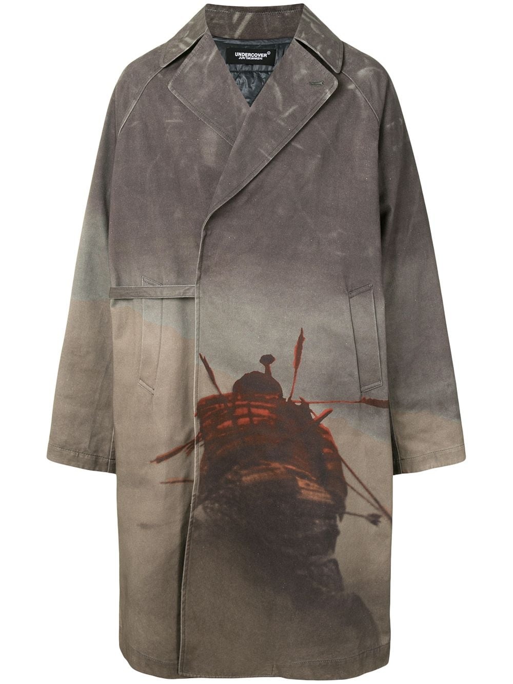 graphic print oversized trench coat - 1