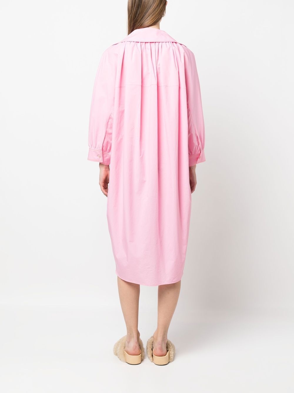 logo-embroidered long-sleeve dress - 4