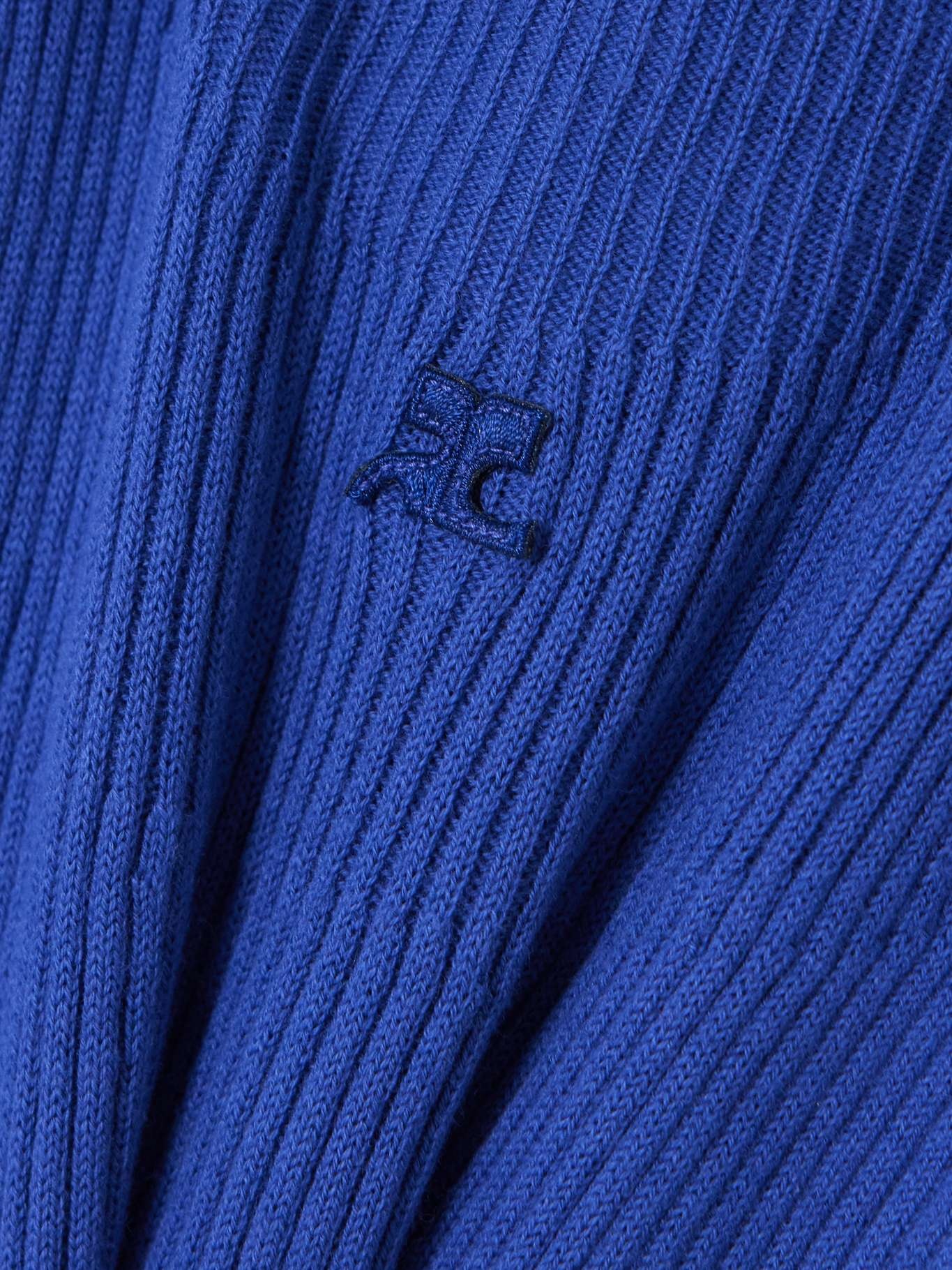 Cropped appliquéd ribbed cotton and merino wool-blend tank Blue - 4