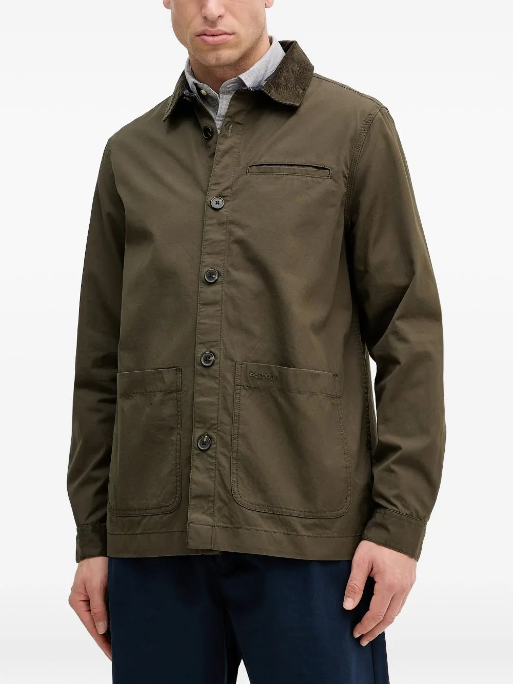 corduroy collar pocket shirt - 1