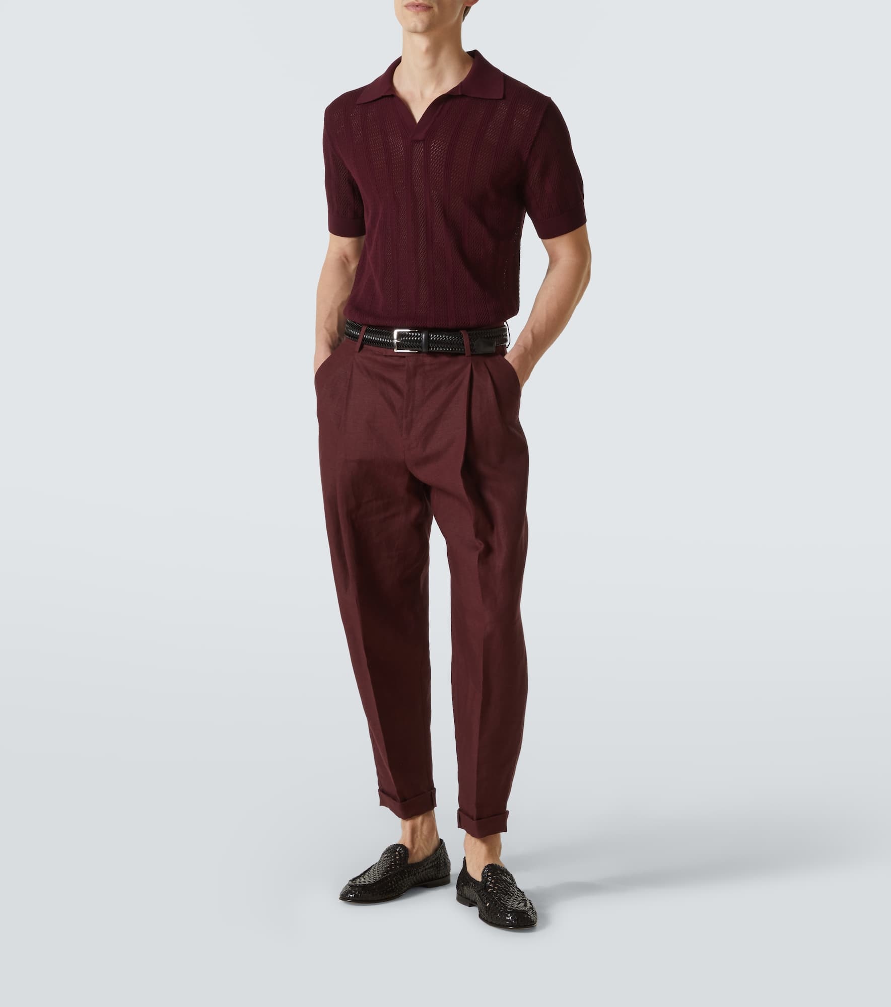 Ribbed-knit cotton polo shirt - 2