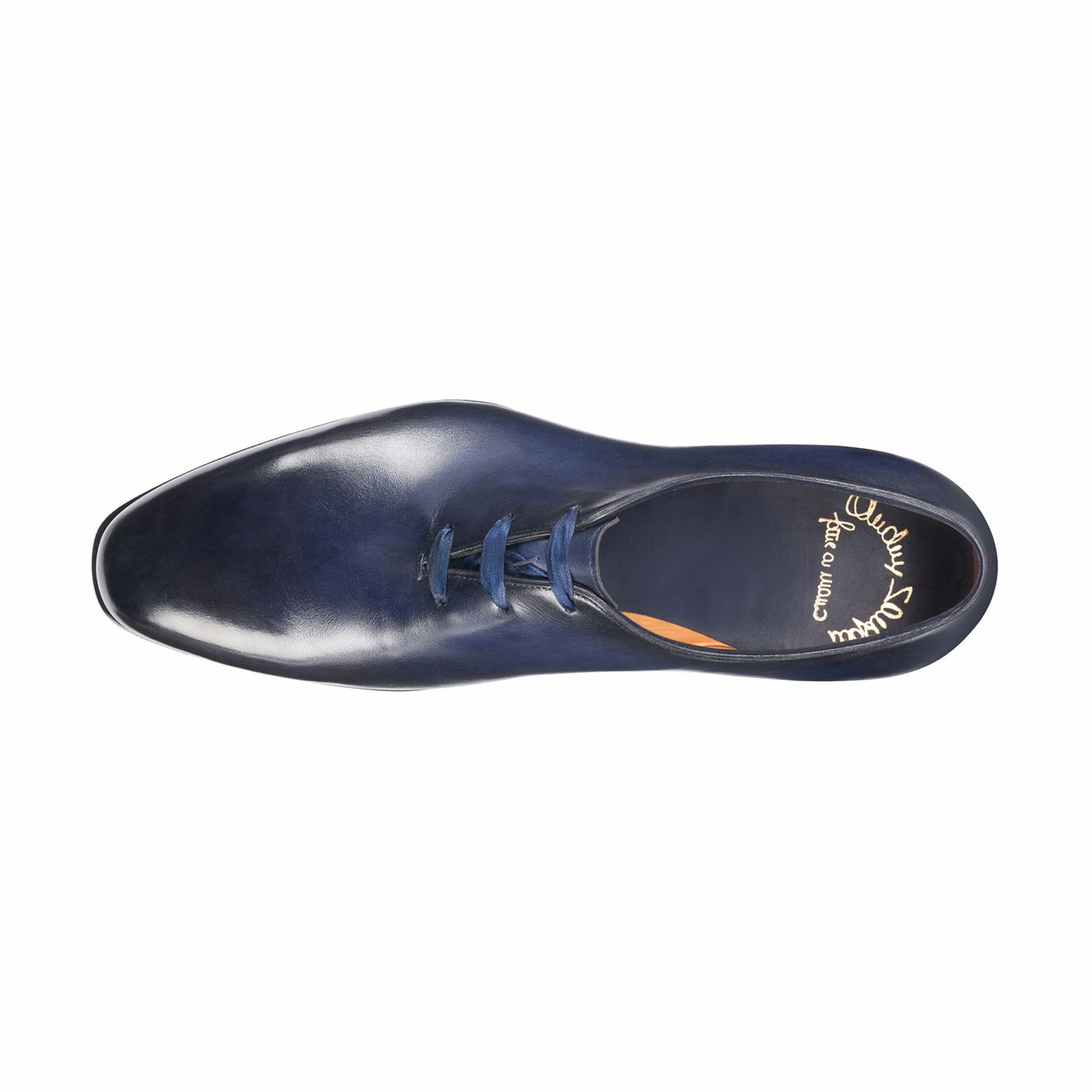 Men’s polished blue leather Uniqua Oxford shoe - 4