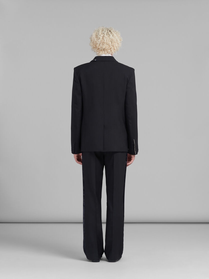 BLACK WOOL JACKET WITH BEAD MENDING - 3