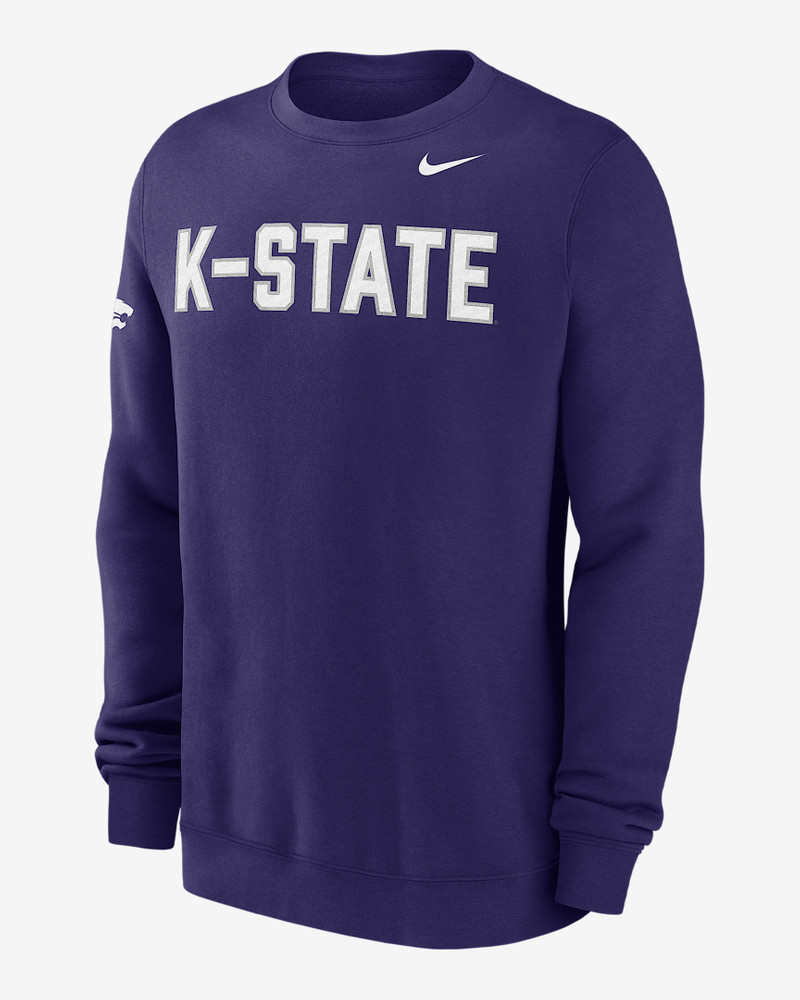 Kansas State Club Fleece Men's Nike College Crew-Neck Sweatshirt 1