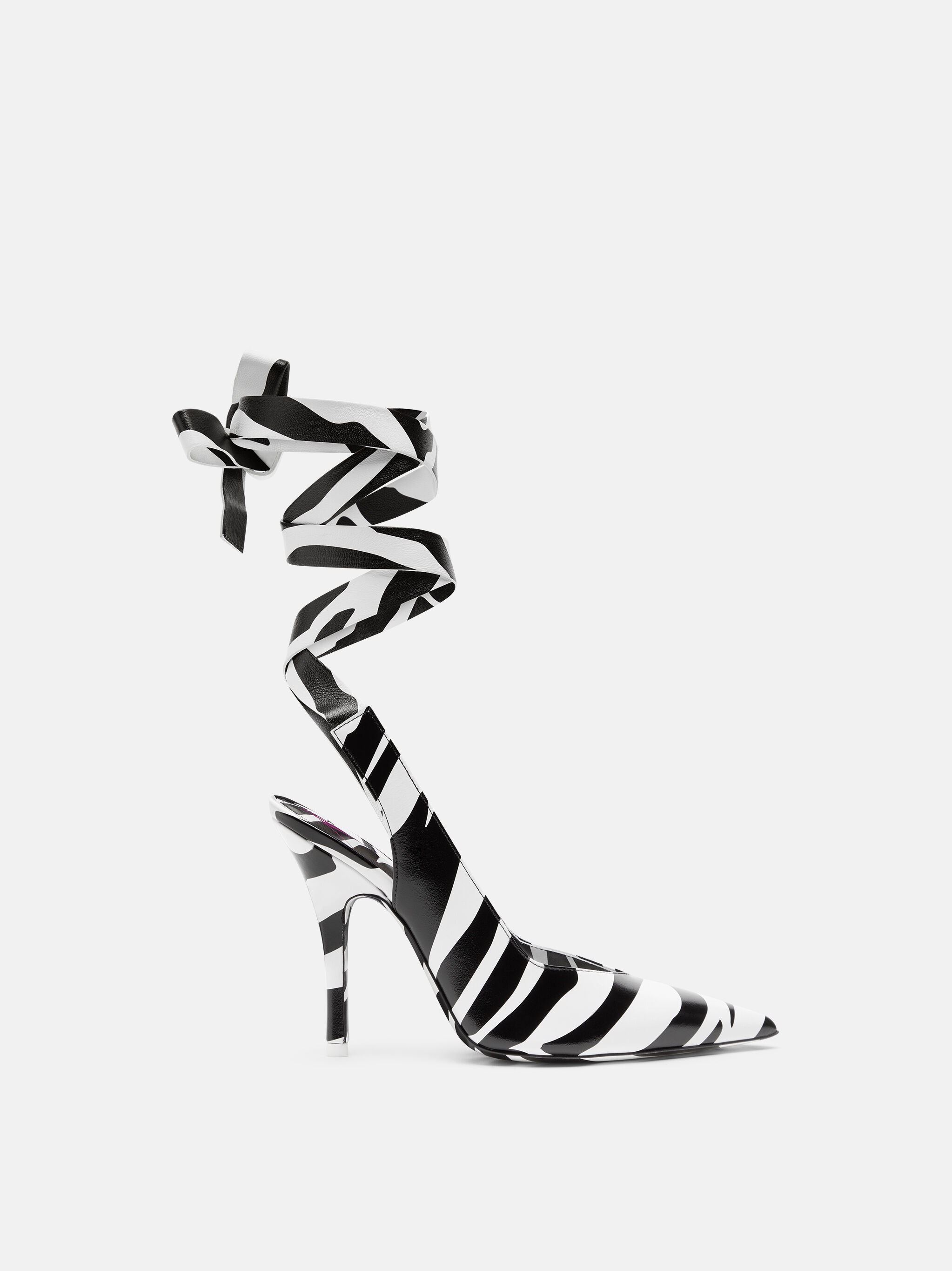 ''VENUS'' RIBBON BLACK AND WHITE SLINGBACK - 1