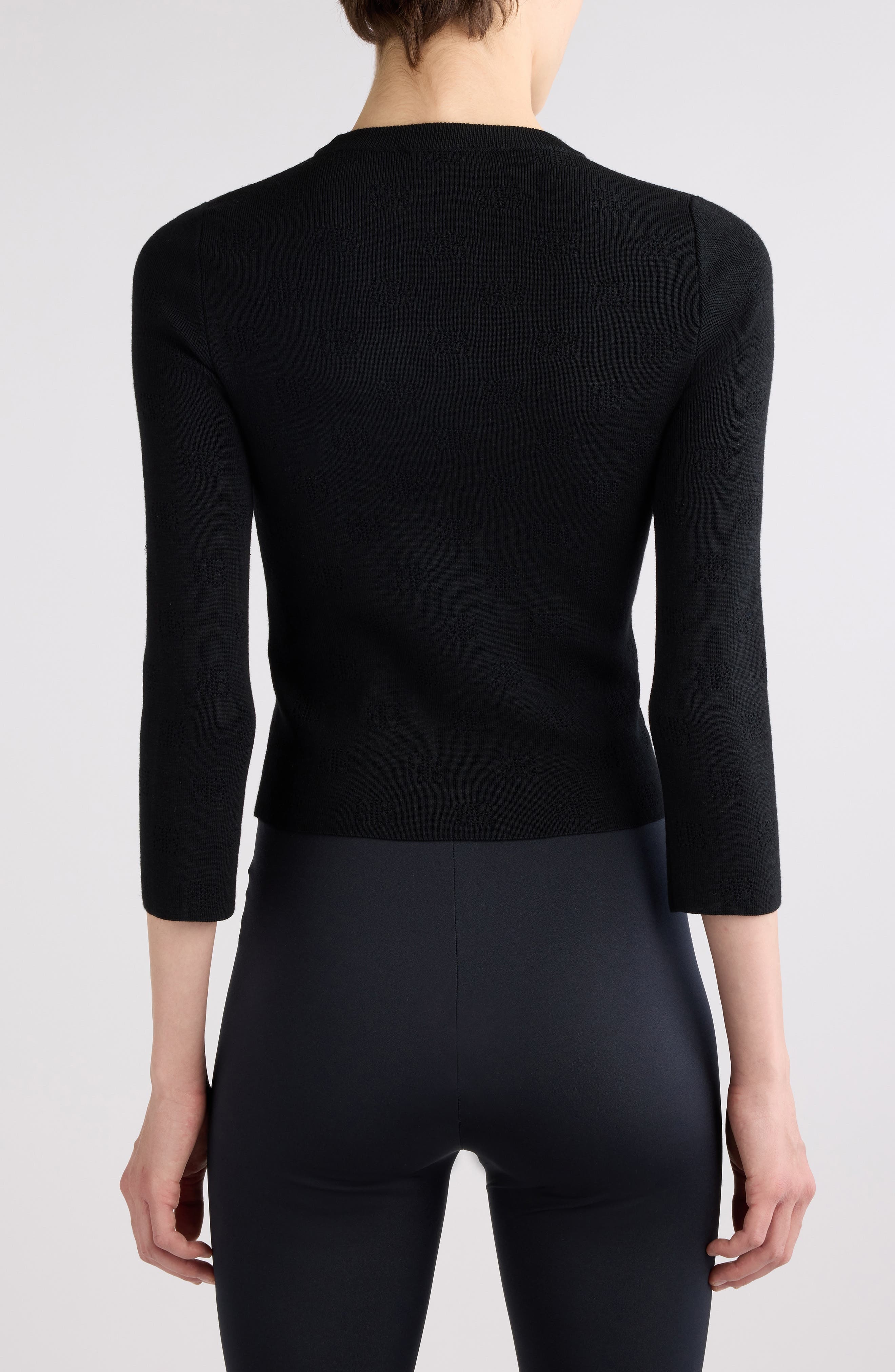 Open Stitch Logo Rib Crop Sweater - 3