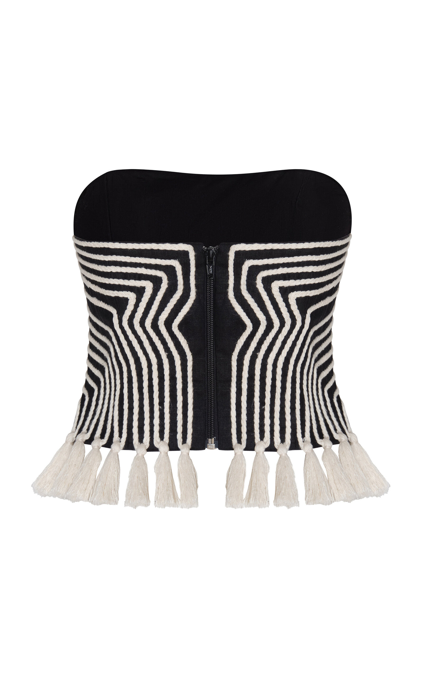 Escuchas Embroidered Linen Top black/white - 5