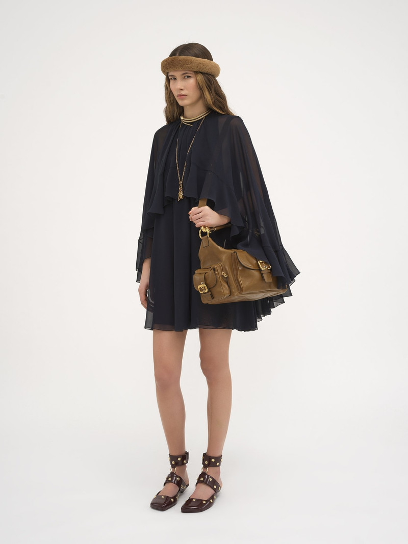 MINI CAPE DRESS IN SILK GEORGETTE 3