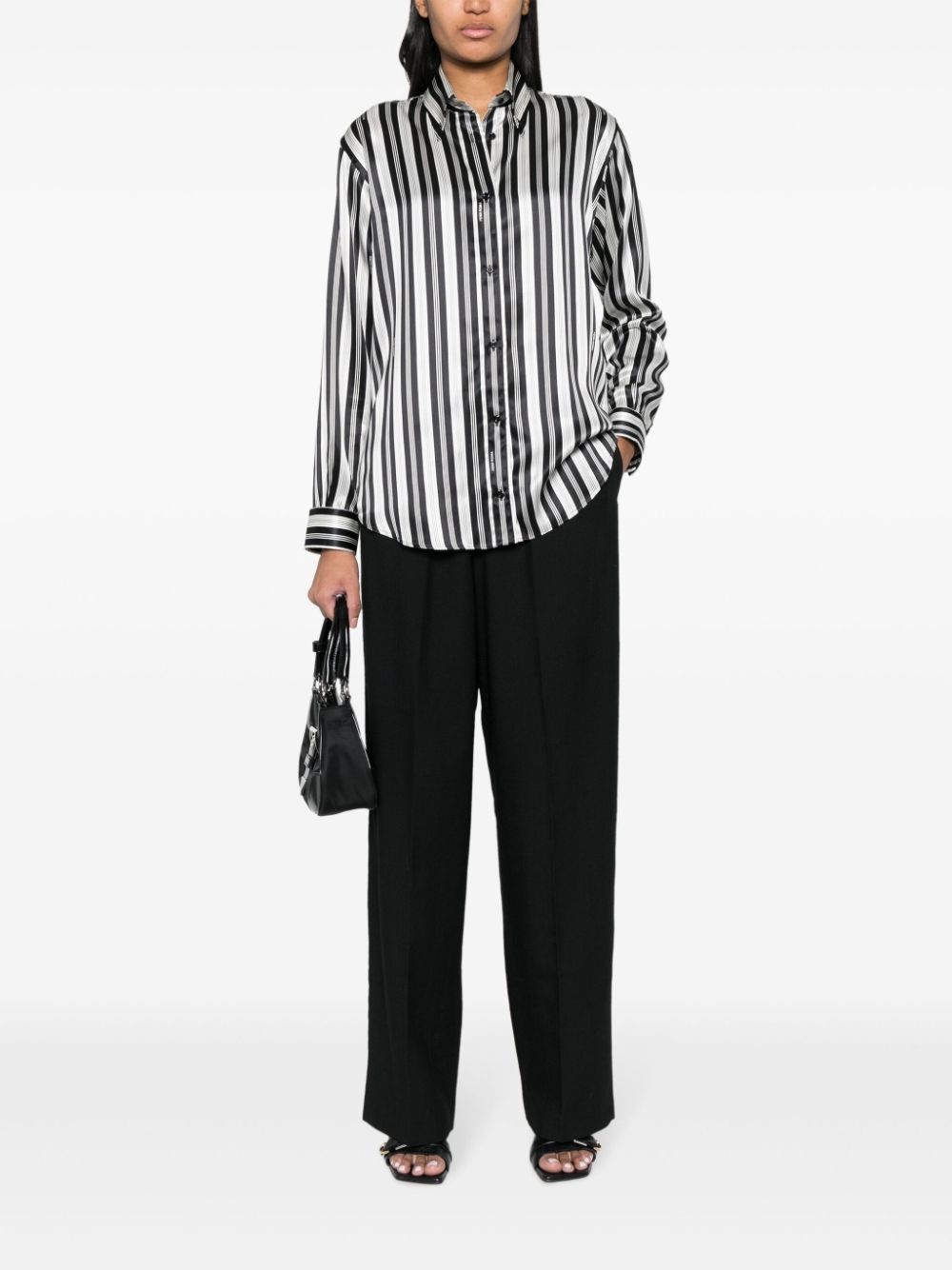 panelled striped trousers - 2