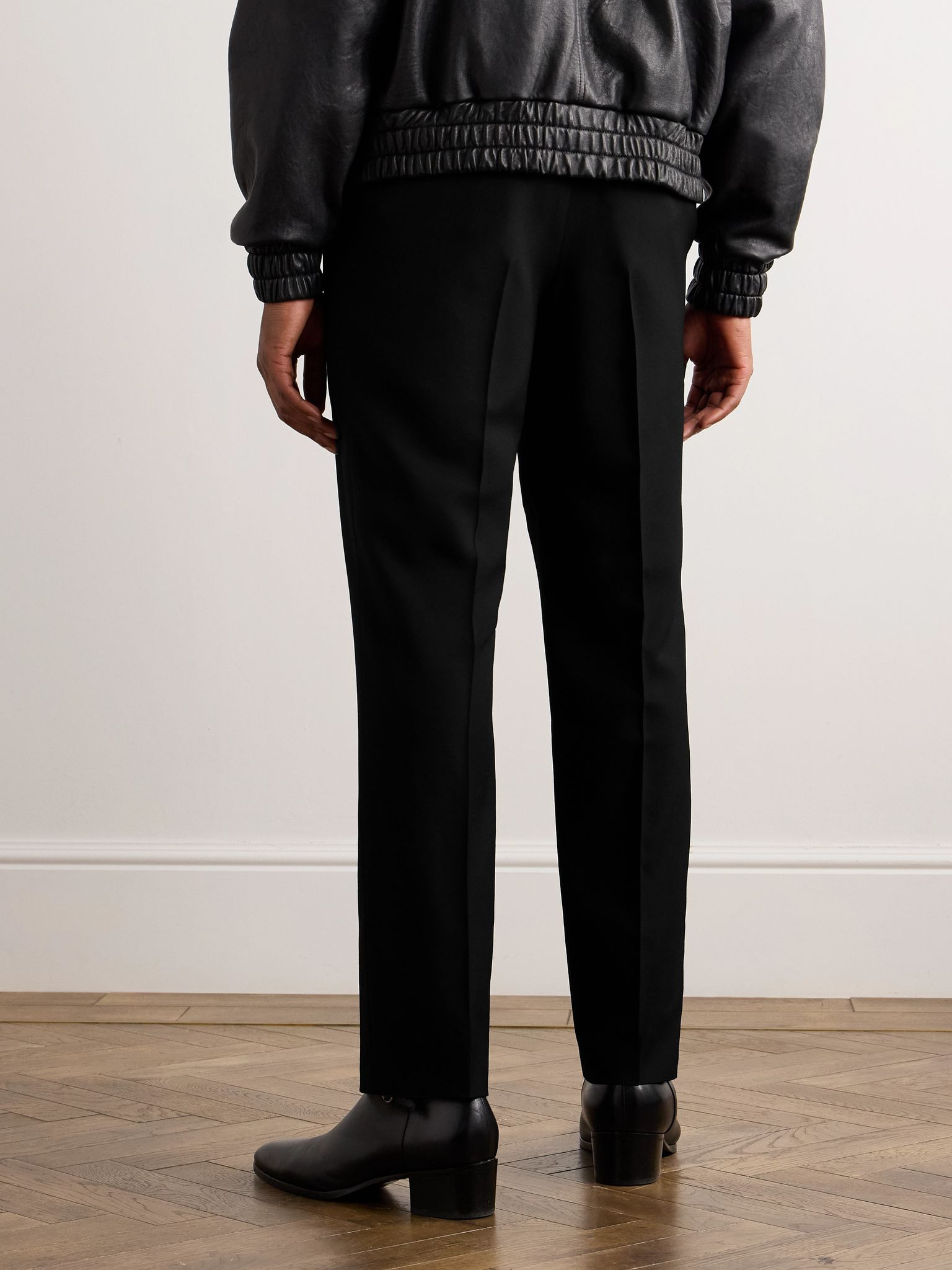 Straight-Leg Wool-Twill Trousers Black - 3