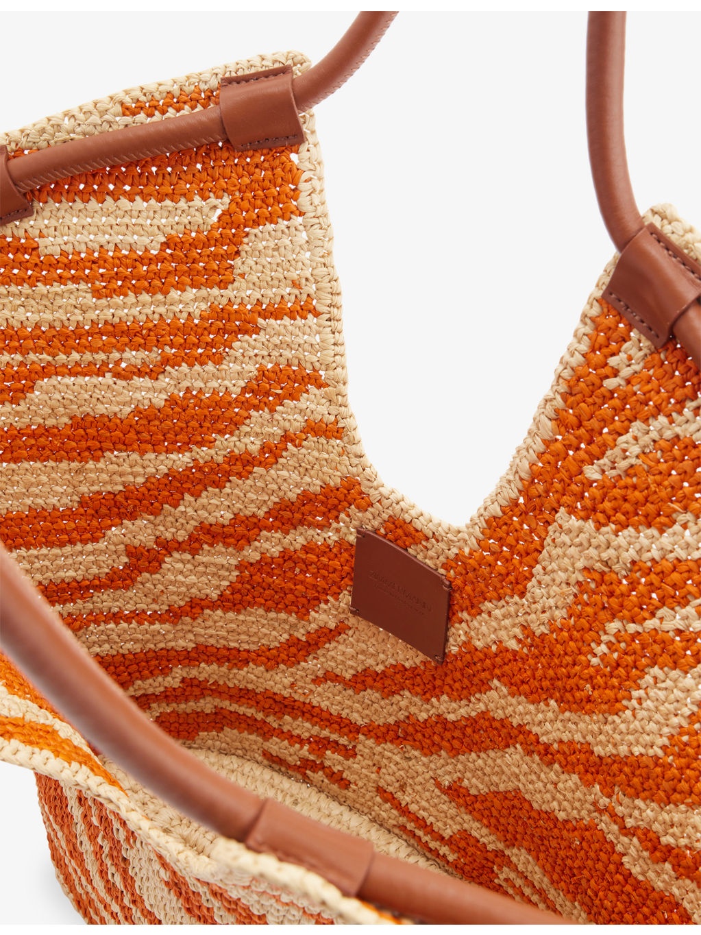 Goldentime Medium Zebra-Pattern Raffia Tote Bag - 5