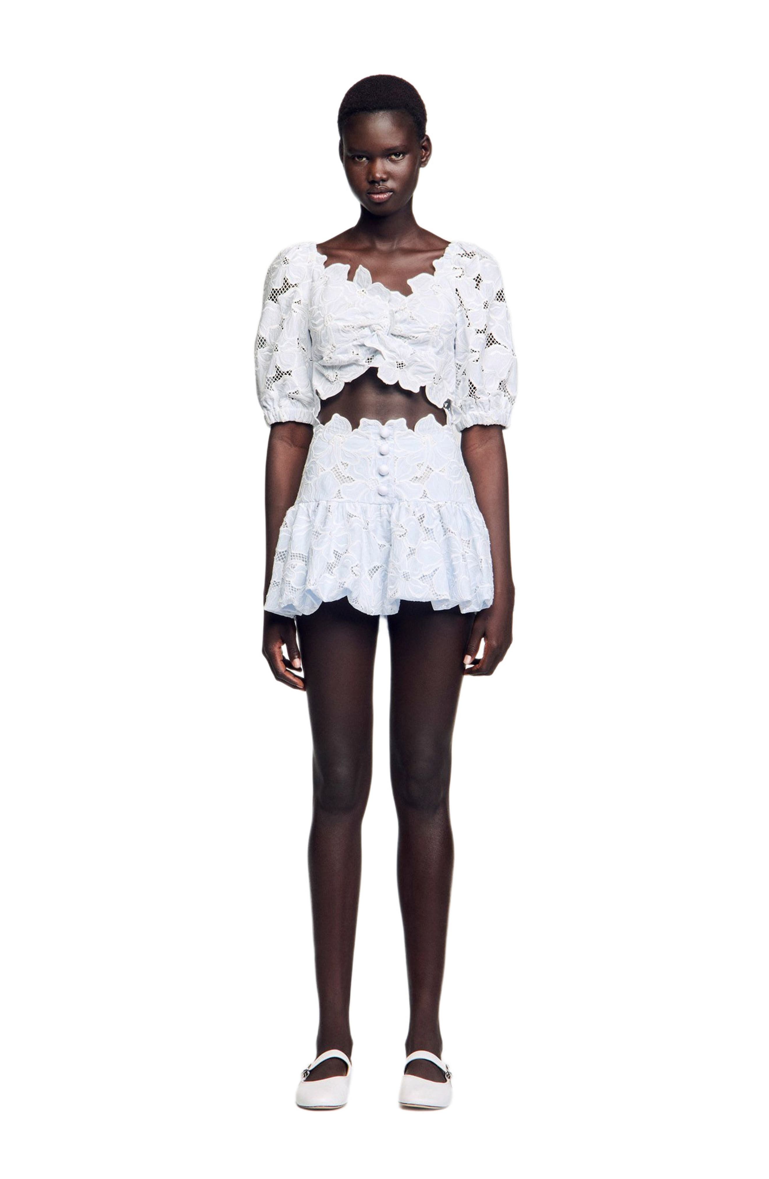 SANDRO Guipure lace top in Sky Blue at Nordstrom - 2