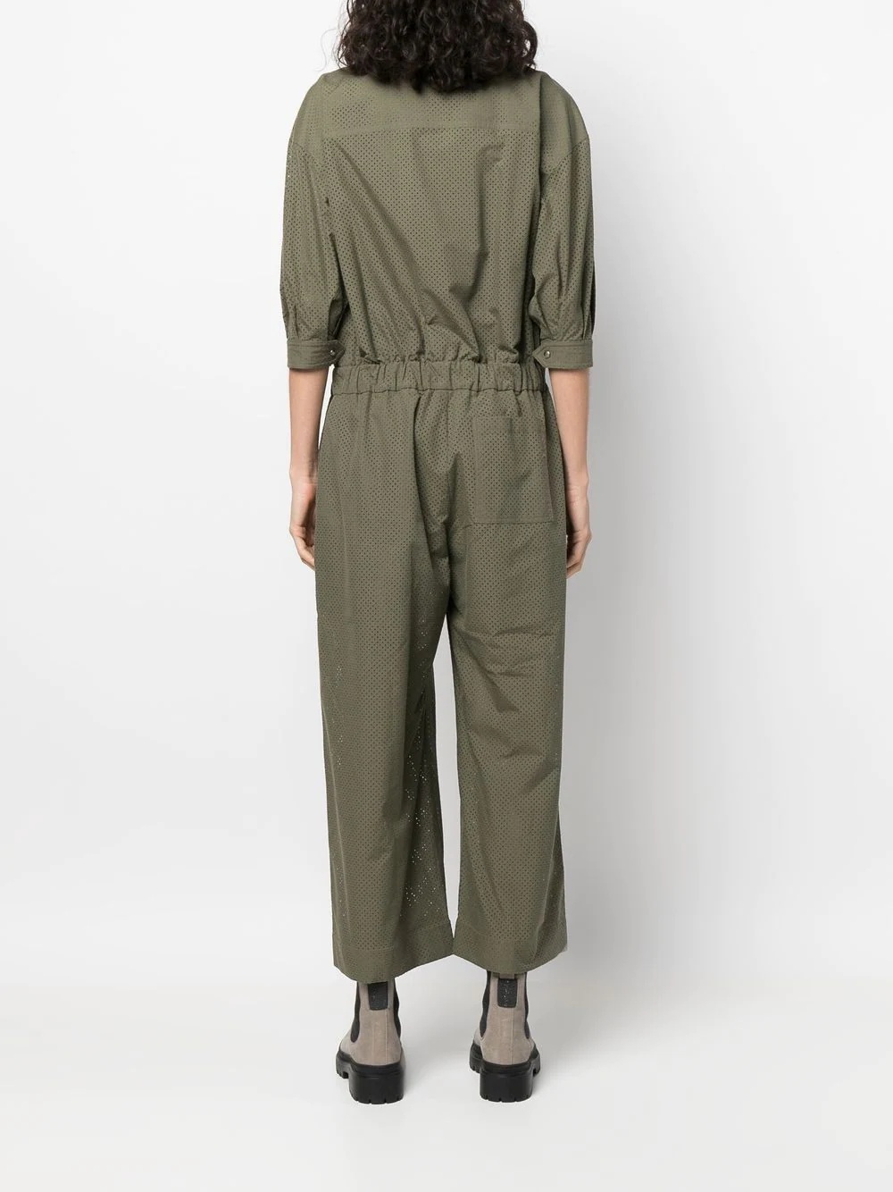 perforated straight-leg jumpsuit - 4