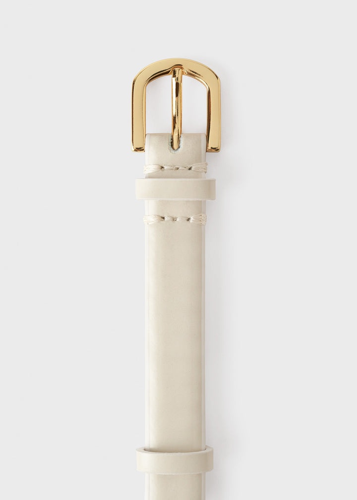 Double clasp leather belt ivory - 5