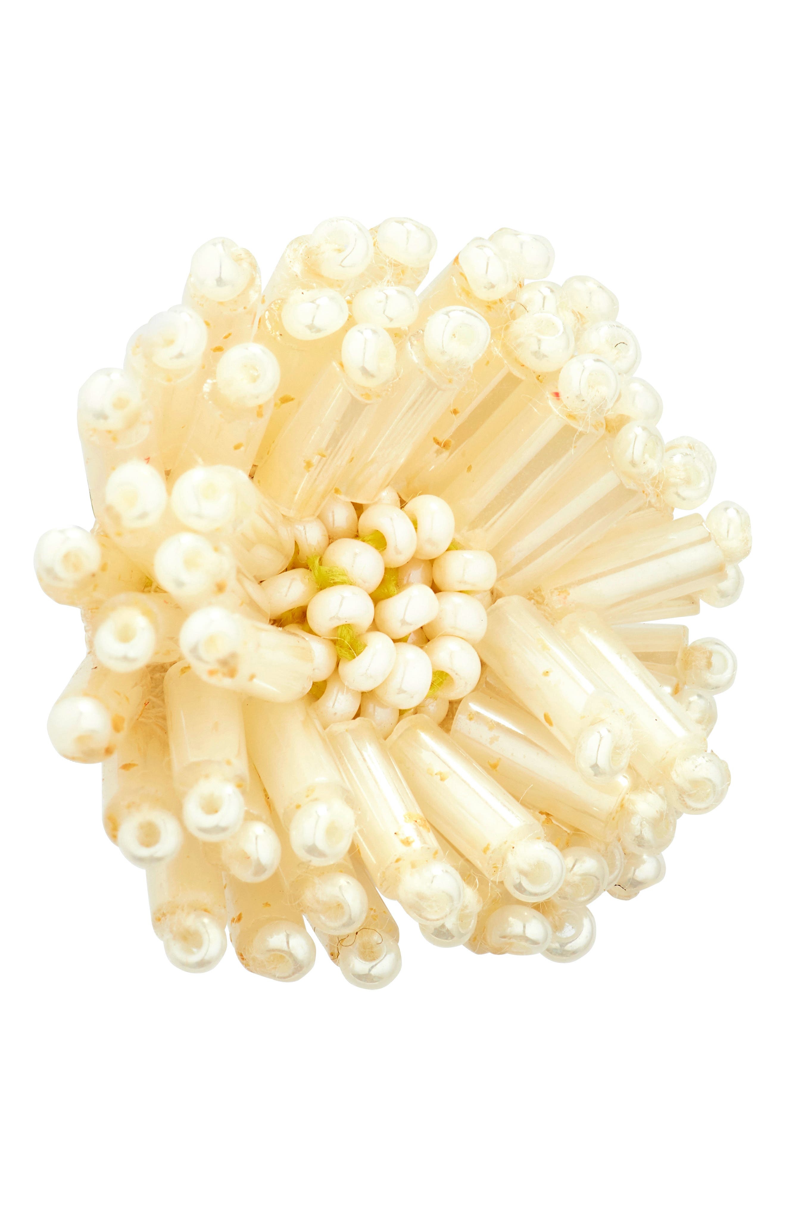 Oscar de la Renta Beaded Pompom Flower Earrings in Ivory at Nordstrom - 6