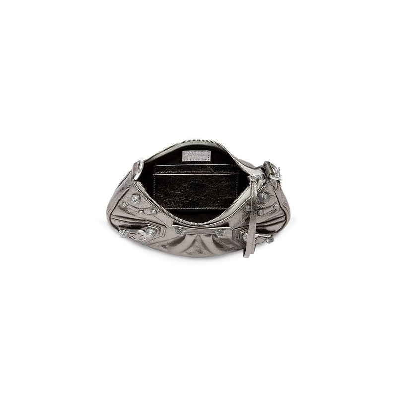 Women's Le Cagole Mini Purse With Chain Metallized in Silver 5