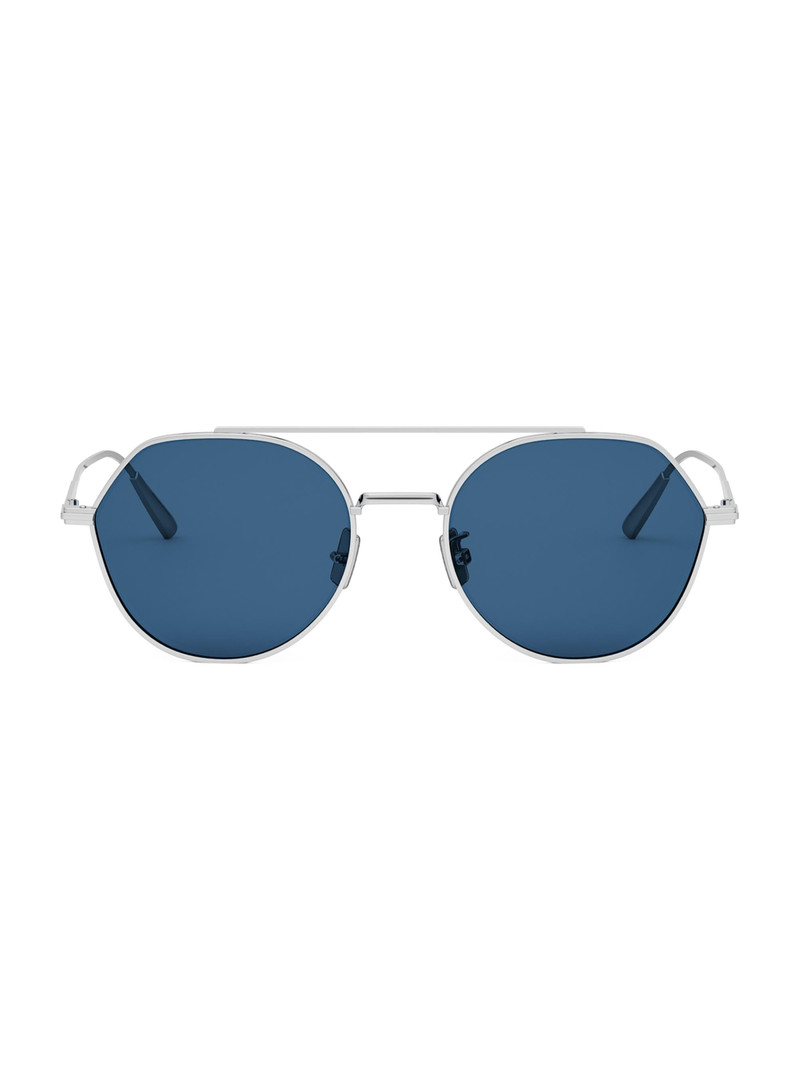 Men's DiorBlackSuit R6U 54MM Geometric Sunglasses - Palladium Bright Blue 1