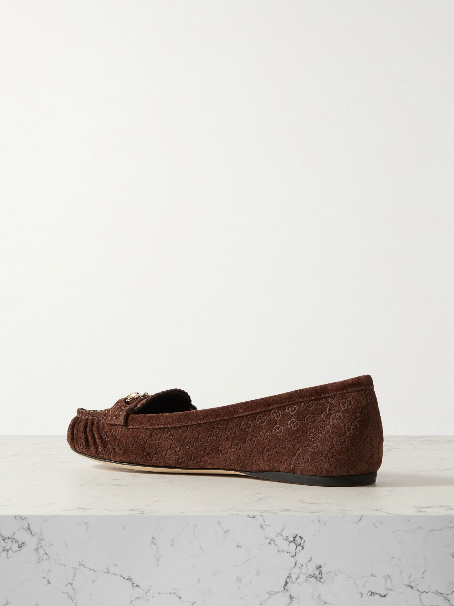 Kensington horsebit-detailed debossed suede loafers Brown - 3