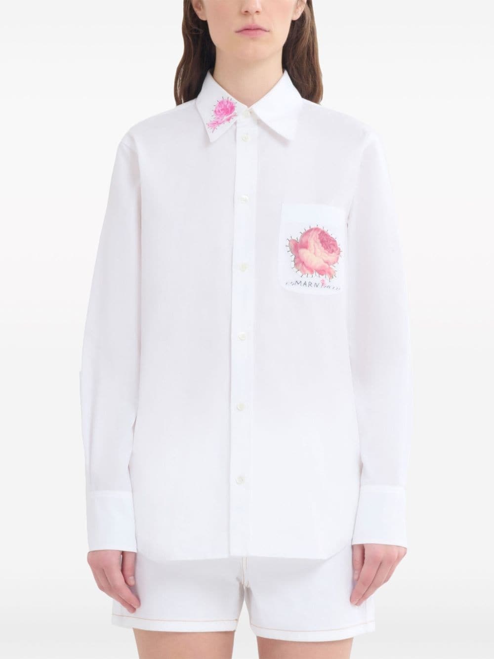 floral-appliquÃ© cotton shirt - 3