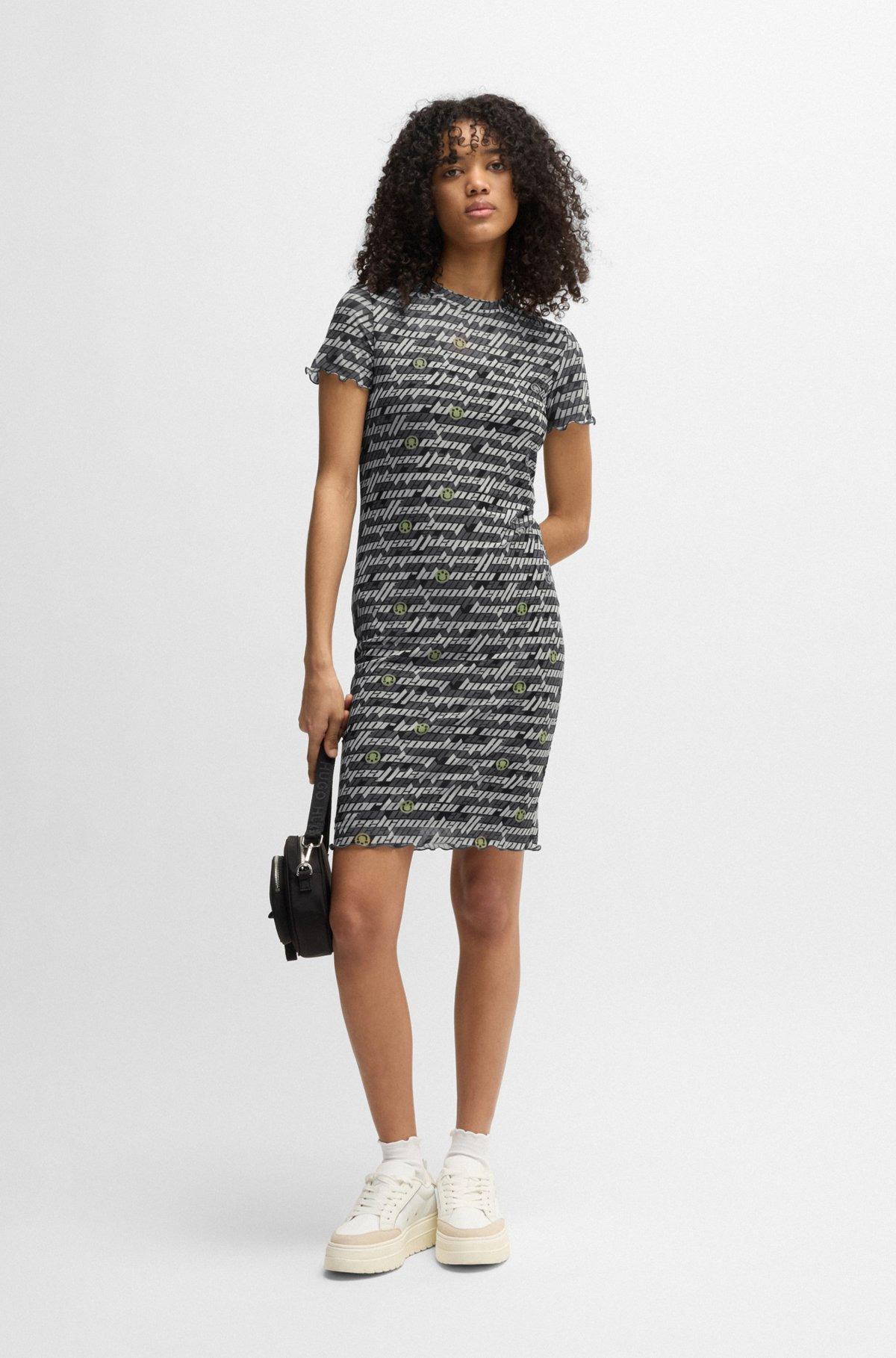 STRETCH-MESH BODYCON DRESS WITH DIGITAL PRINT - 3