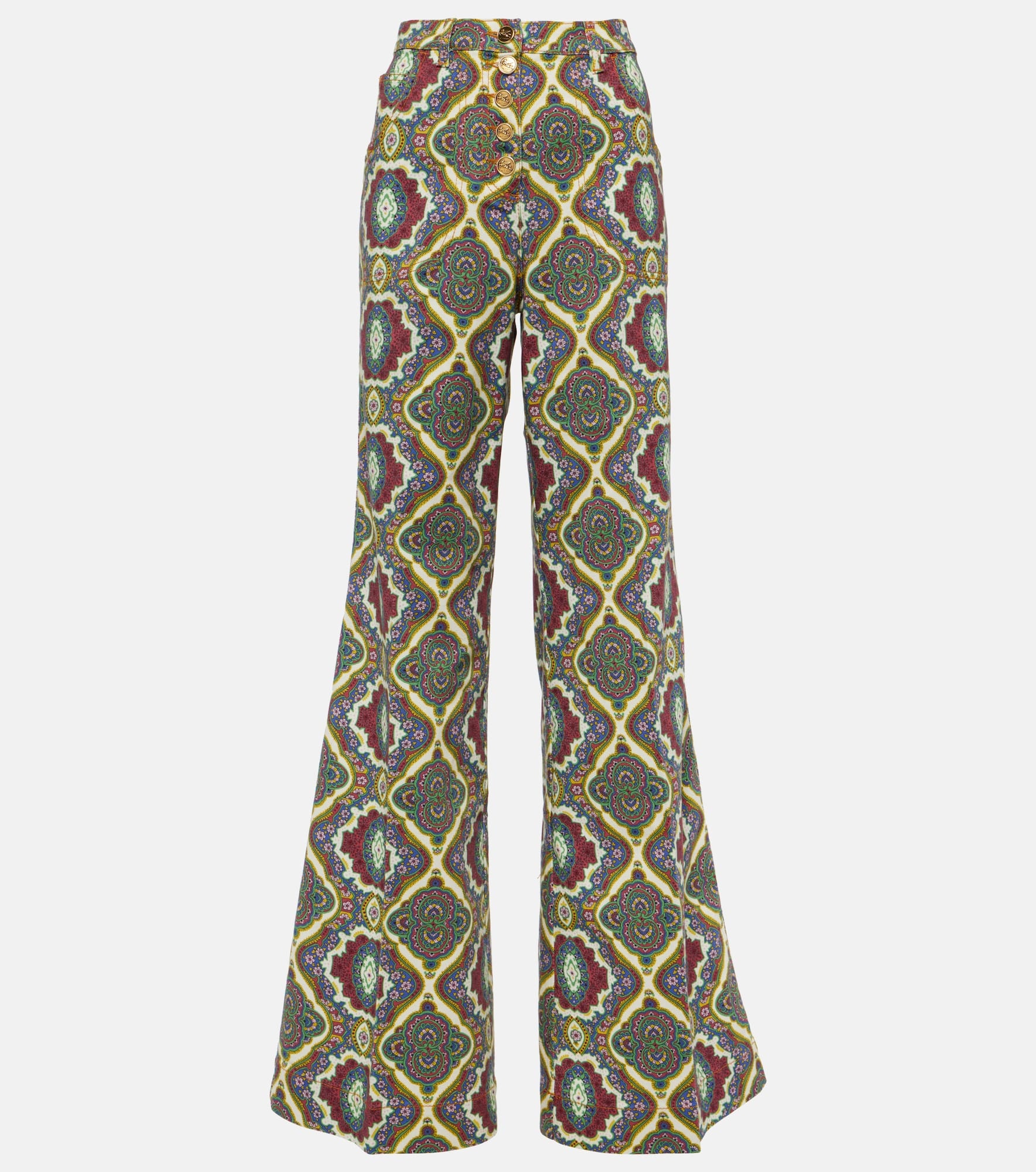 Printed high-rise wide-leg jeans - 1