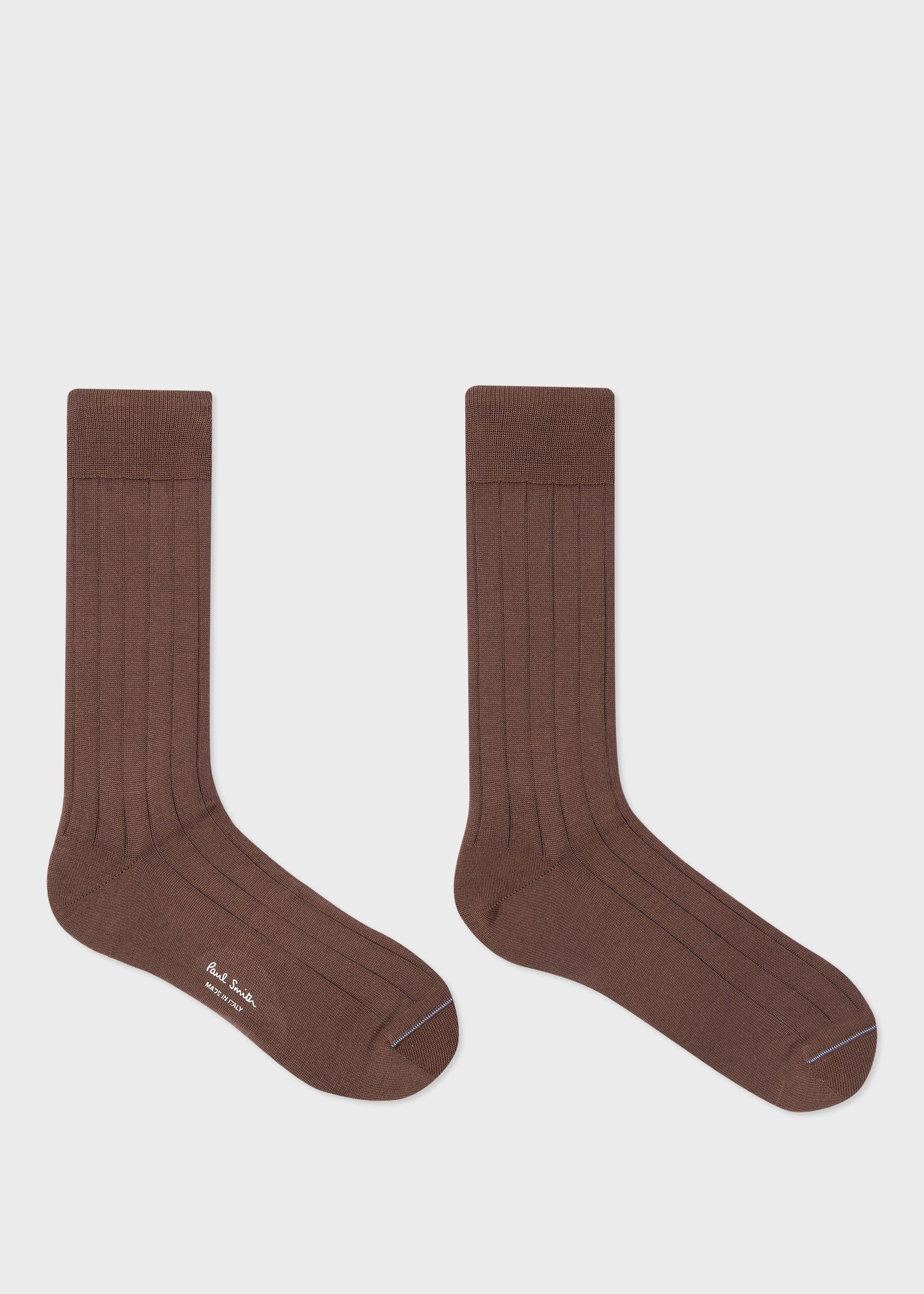 Brown Cotton-Blend Ribbed Socks - 2