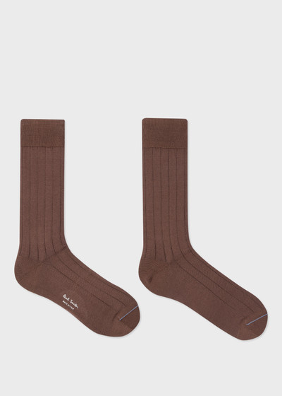 Paul Smith Brown Cotton-Blend Ribbed Socks outlook