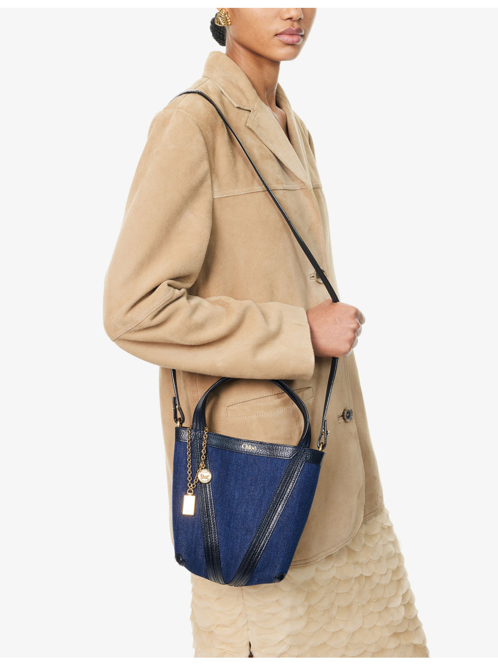 Spin Small Denim And Leather Tote Bag - 6