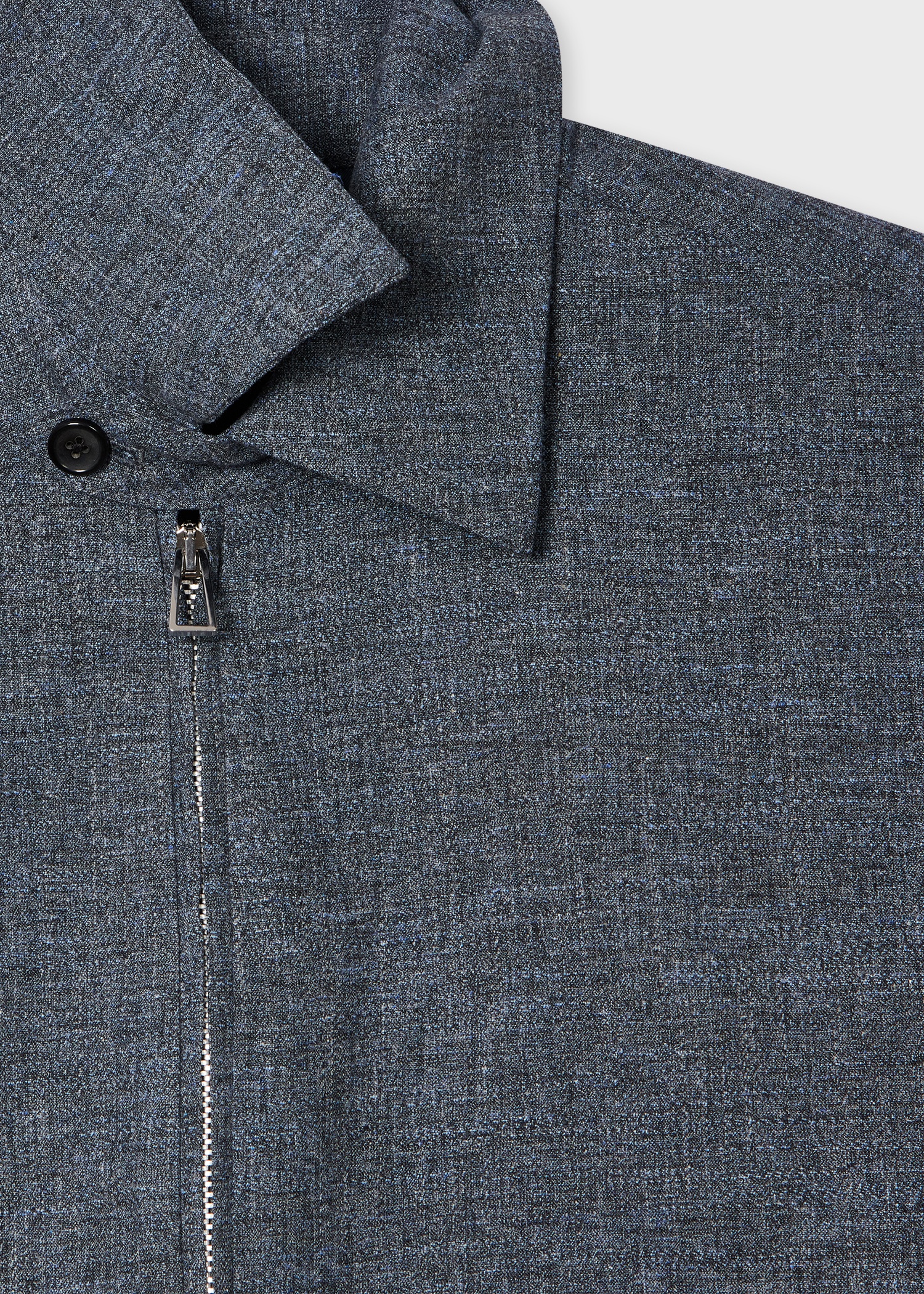 Slate Blue Cotton-Linen Melange Jacket - 2