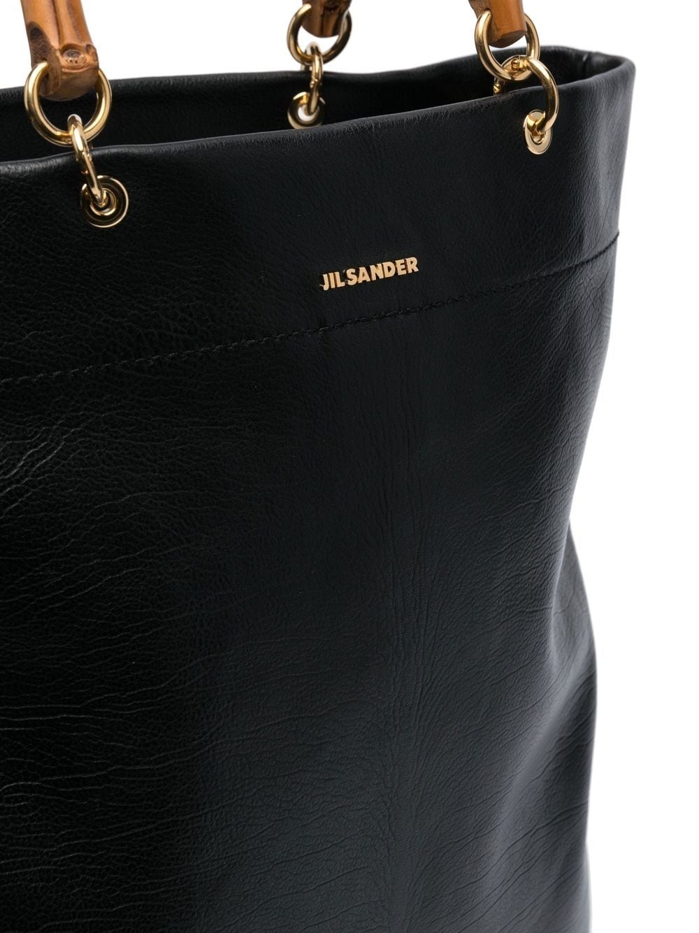bamboo-handle leather tote bag - 4