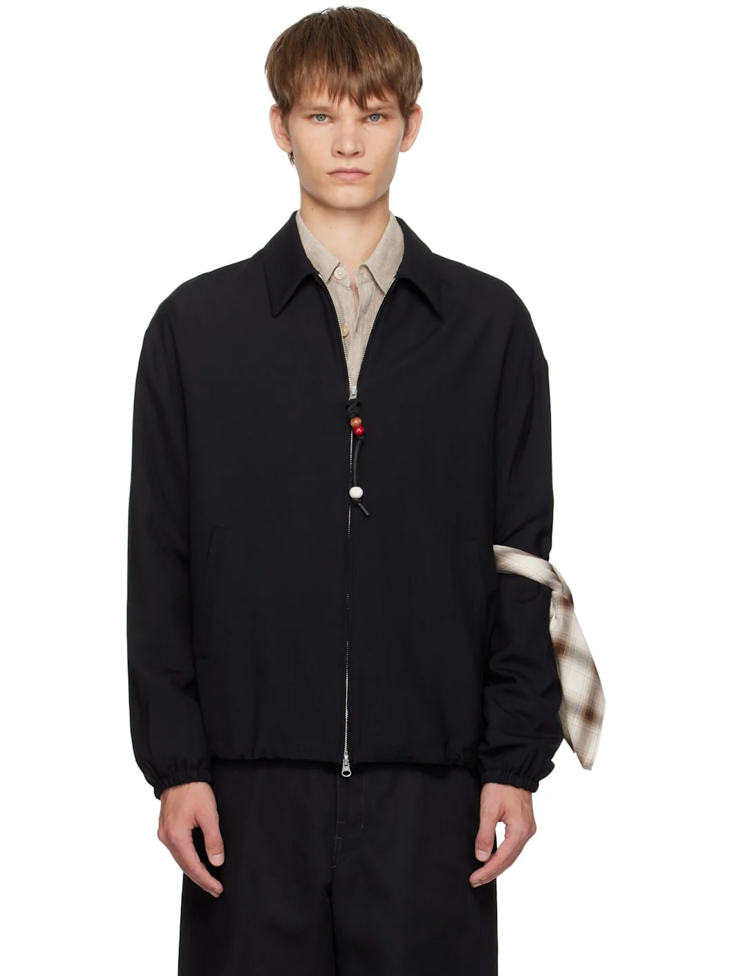 Black Gabardine Slim Coach Jacket - 1
