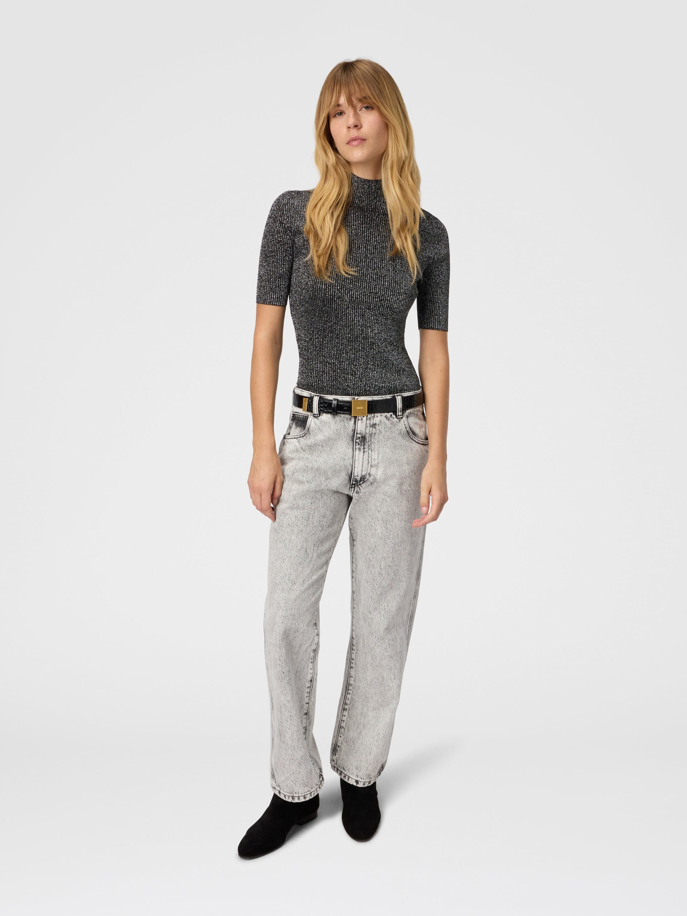 Missoni Mock Neck Sweater With Lamé Threads in Silver at Nordstrom - 2