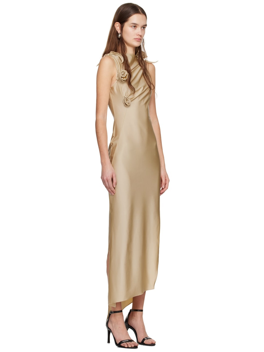 Beige Flower Maxi Dress - 2