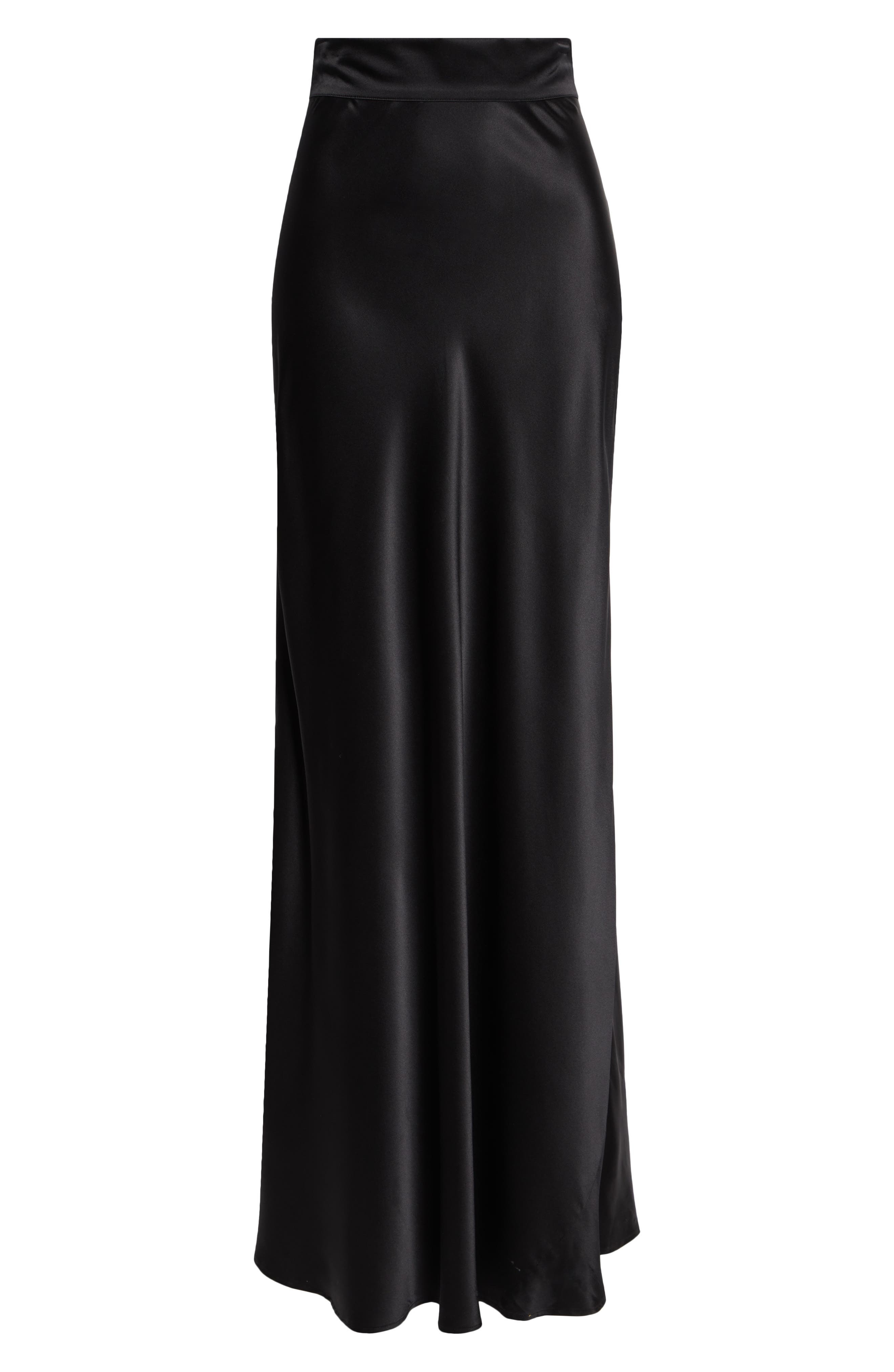 L'AGENCE Ryker Bias Cut Silk Maxi Skirt in Black at Nordstrom - 6