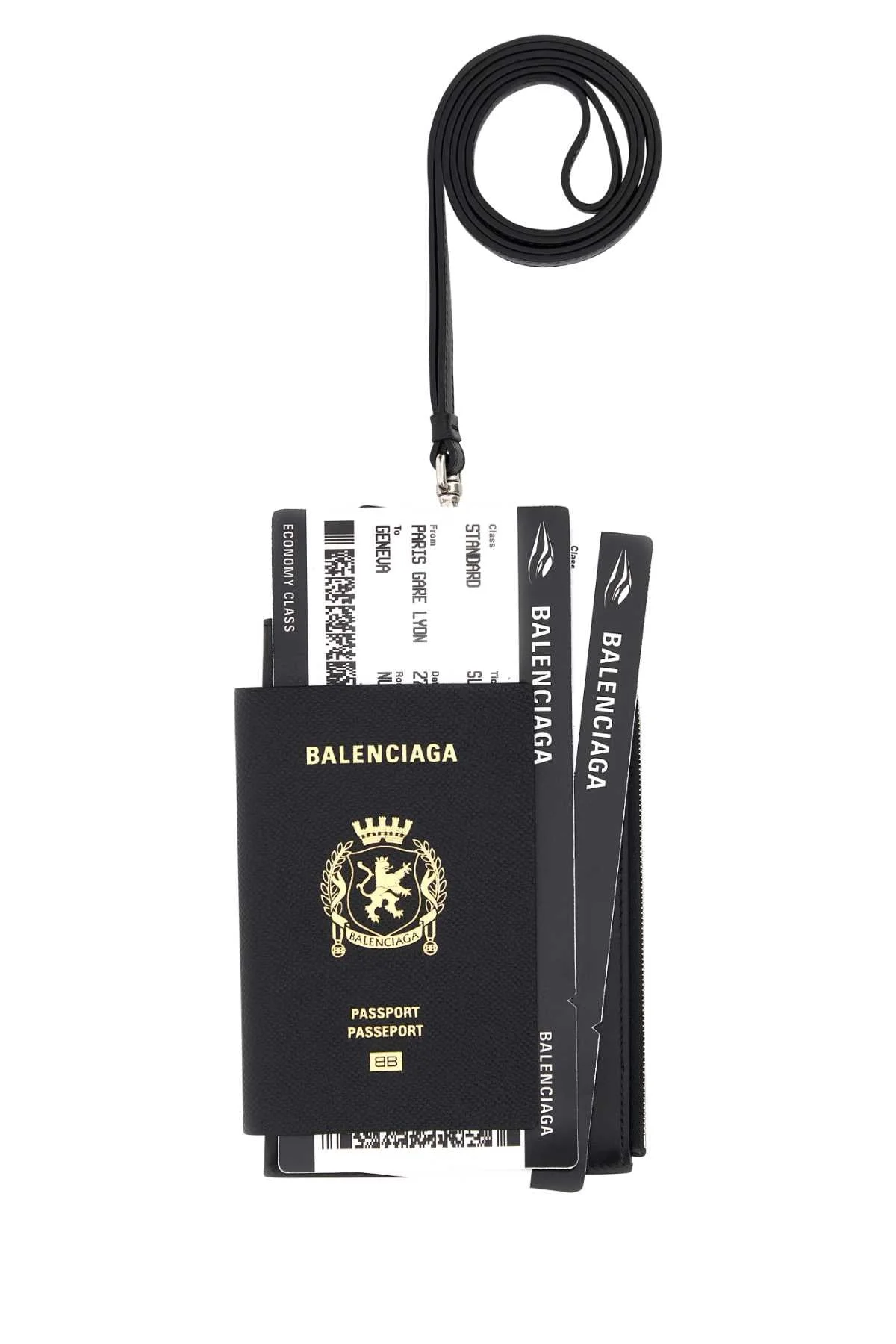 Balenciaga Men Black Leather Phone Holed - 1