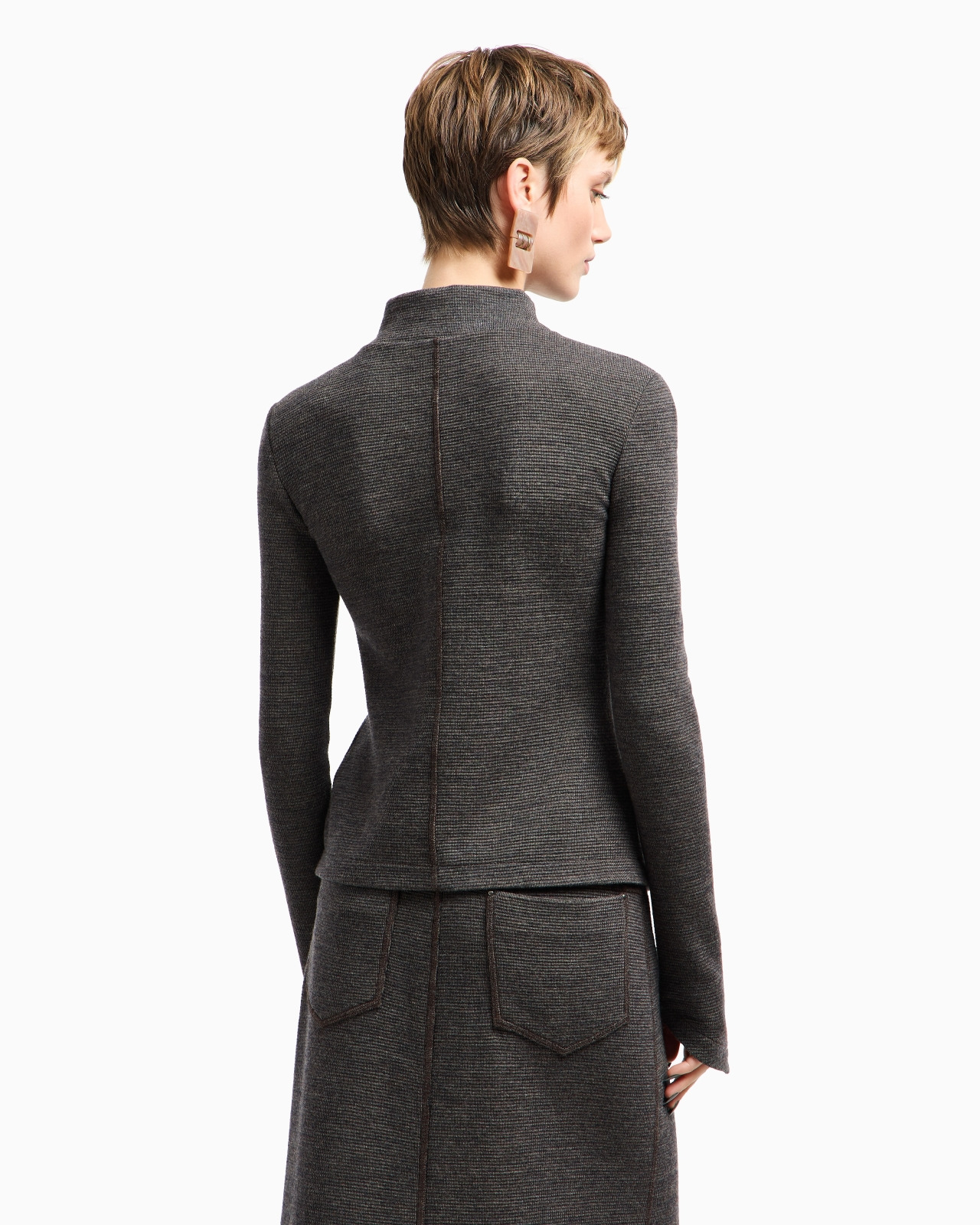 VIRGIN WOOL JERSEY JUMPER WITH STAND COLLAR - 3
