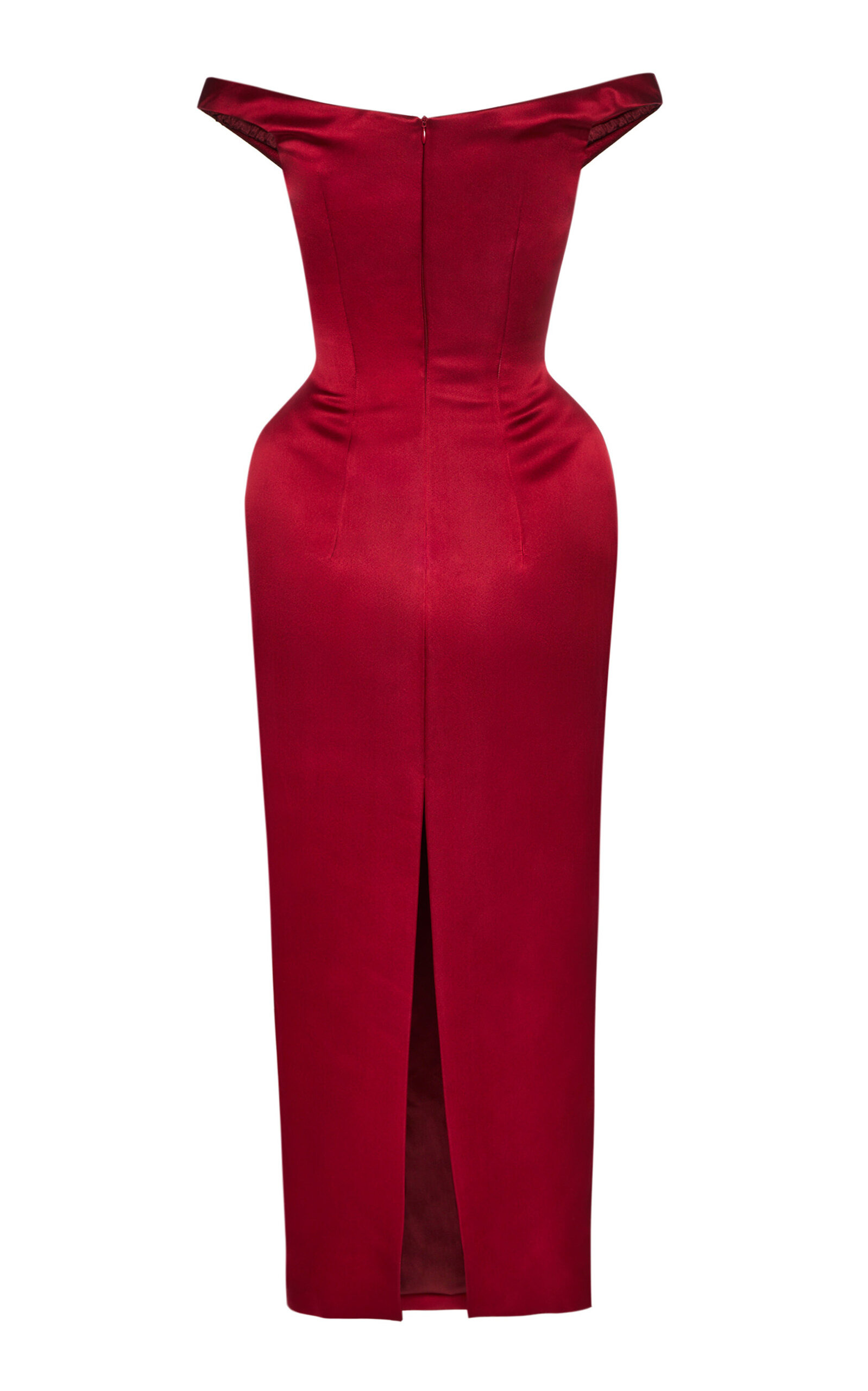 Off-The-Shoulder Silk Dress burgundy - 2