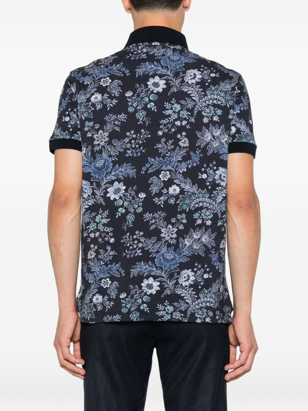 floral-print polo shirt - 3