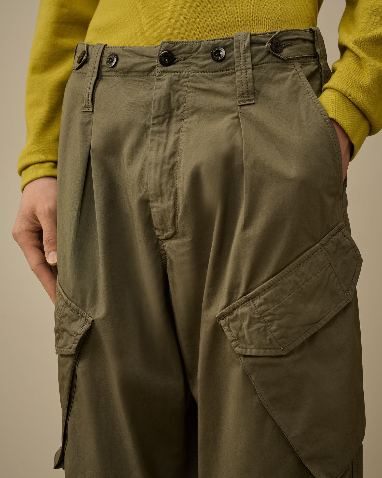 Cotton Gabardine Loose Cargo Pants - 5