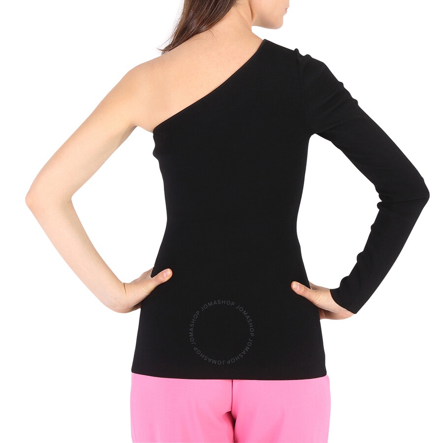 Victoria Beckham Ladies Black One Shoulder Ribbed Top - 5