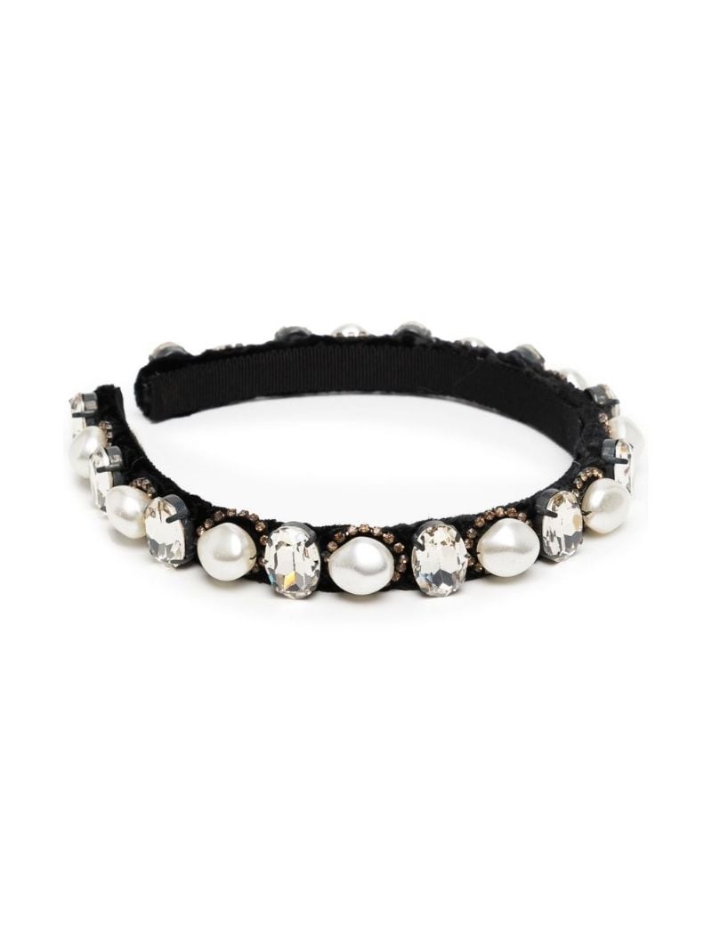 crystal-embellished thin headband - 2