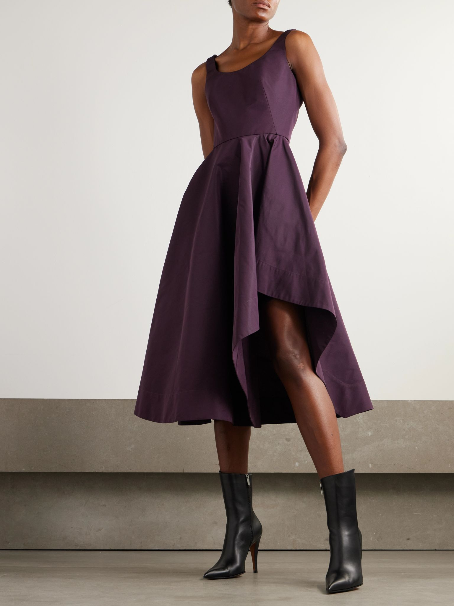Asymmetric faille midi dress Purple - 2