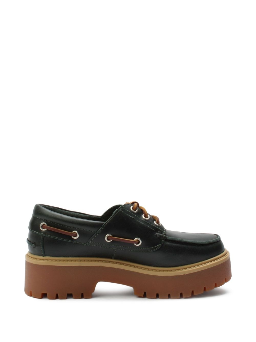 Stone Street "Dark Green Full Grain" boat shoes - 6