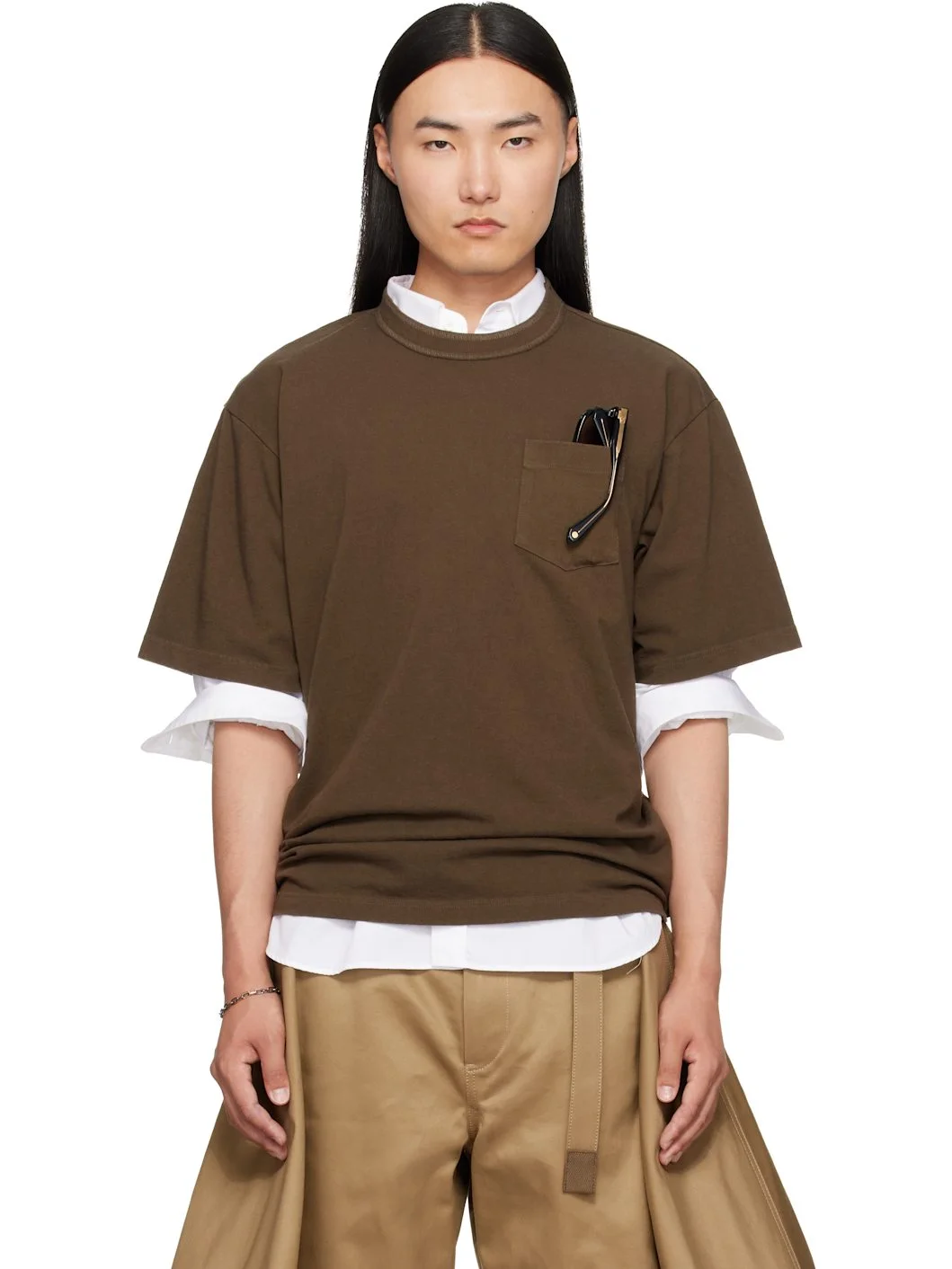 Brown Cotton Jersey T-shirt - 1