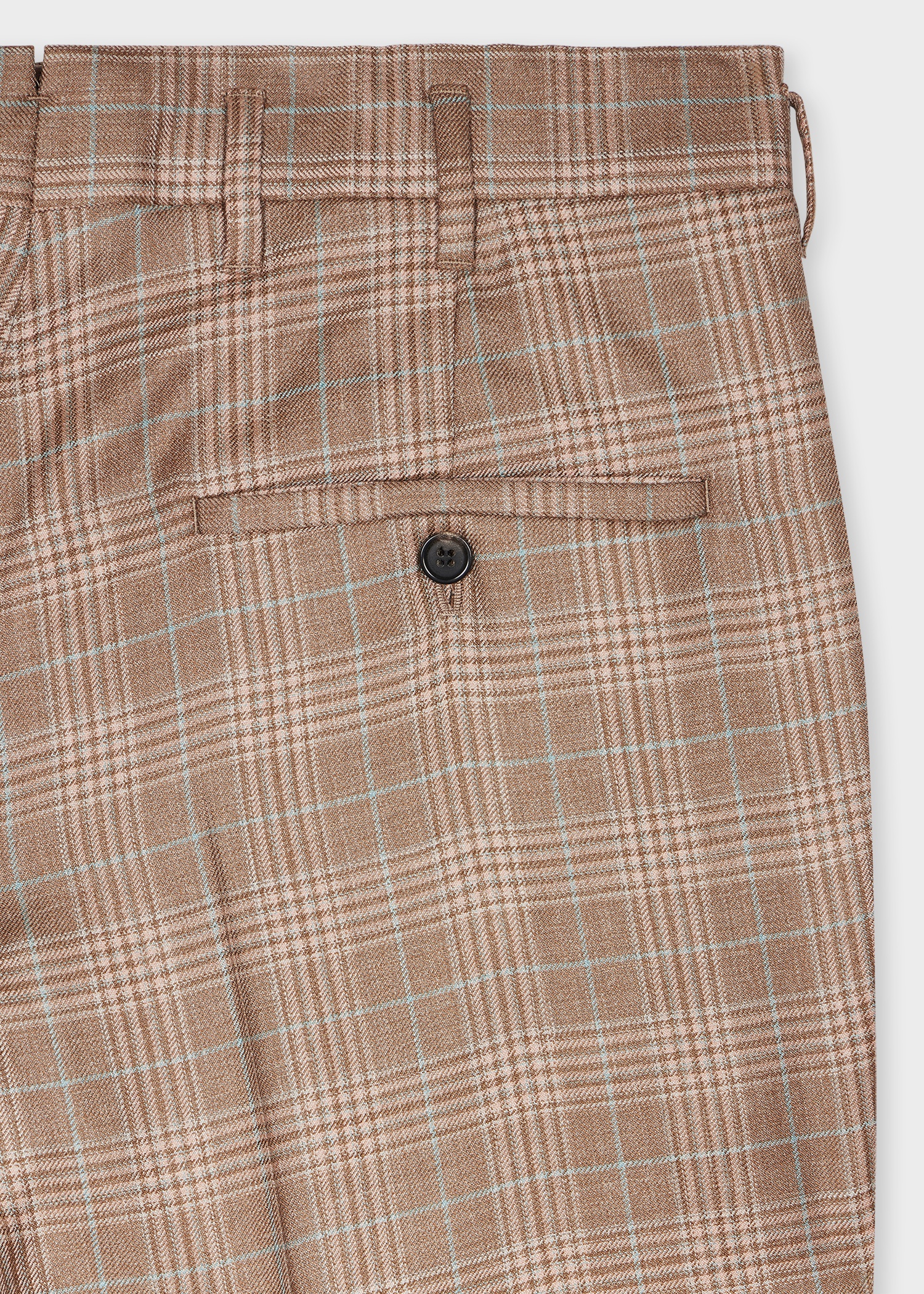 Light Brown Wool-Silk Check Wide-Leg Trousers - 2
