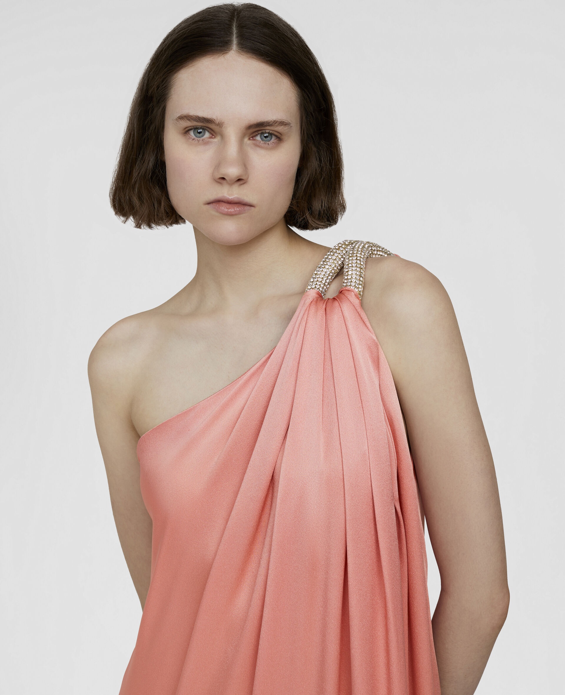 One Shoulder Double Satin Dress - 4