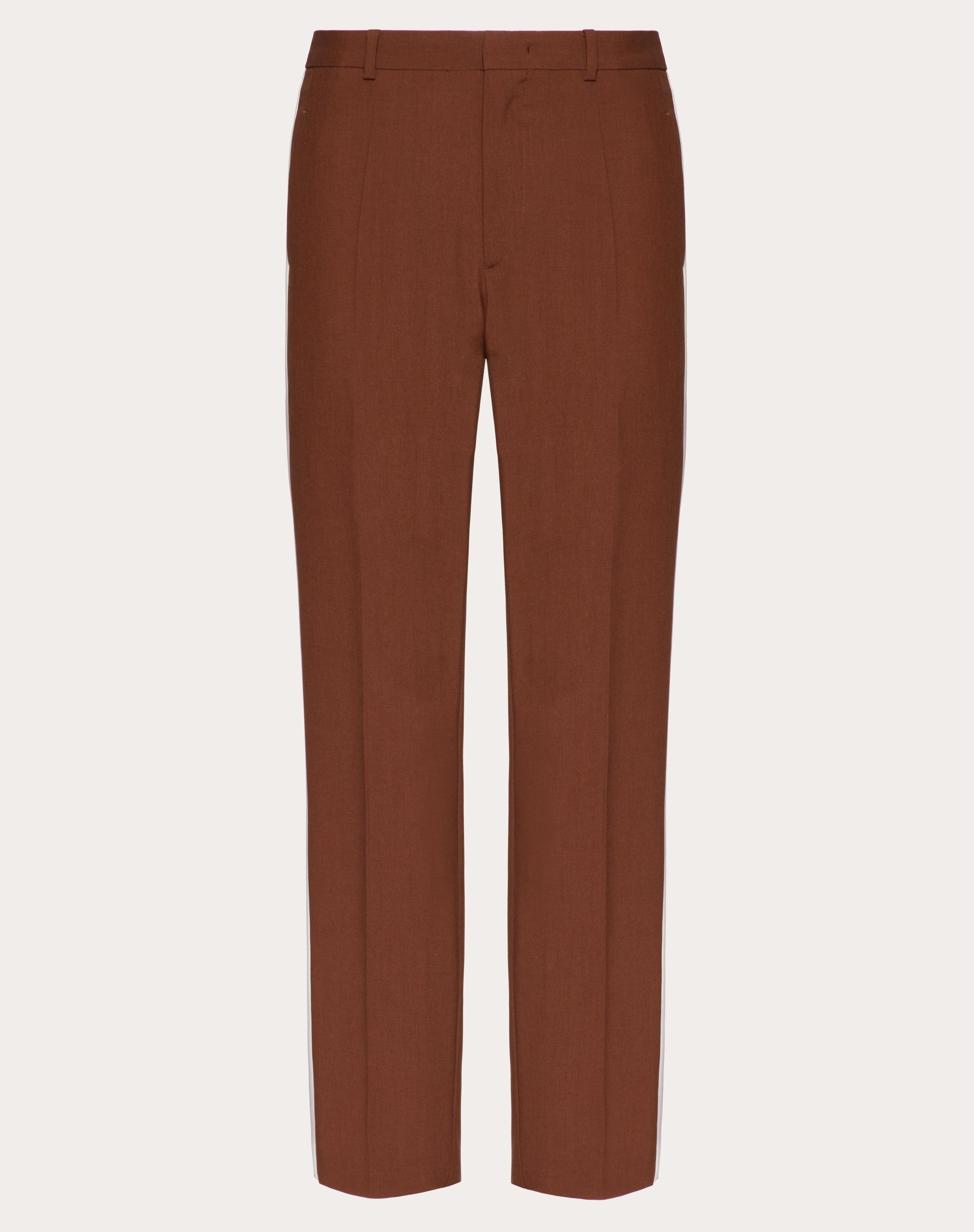 WOOL PANTS WITH CONTRASTING COLOR SIDE BANDS - 1