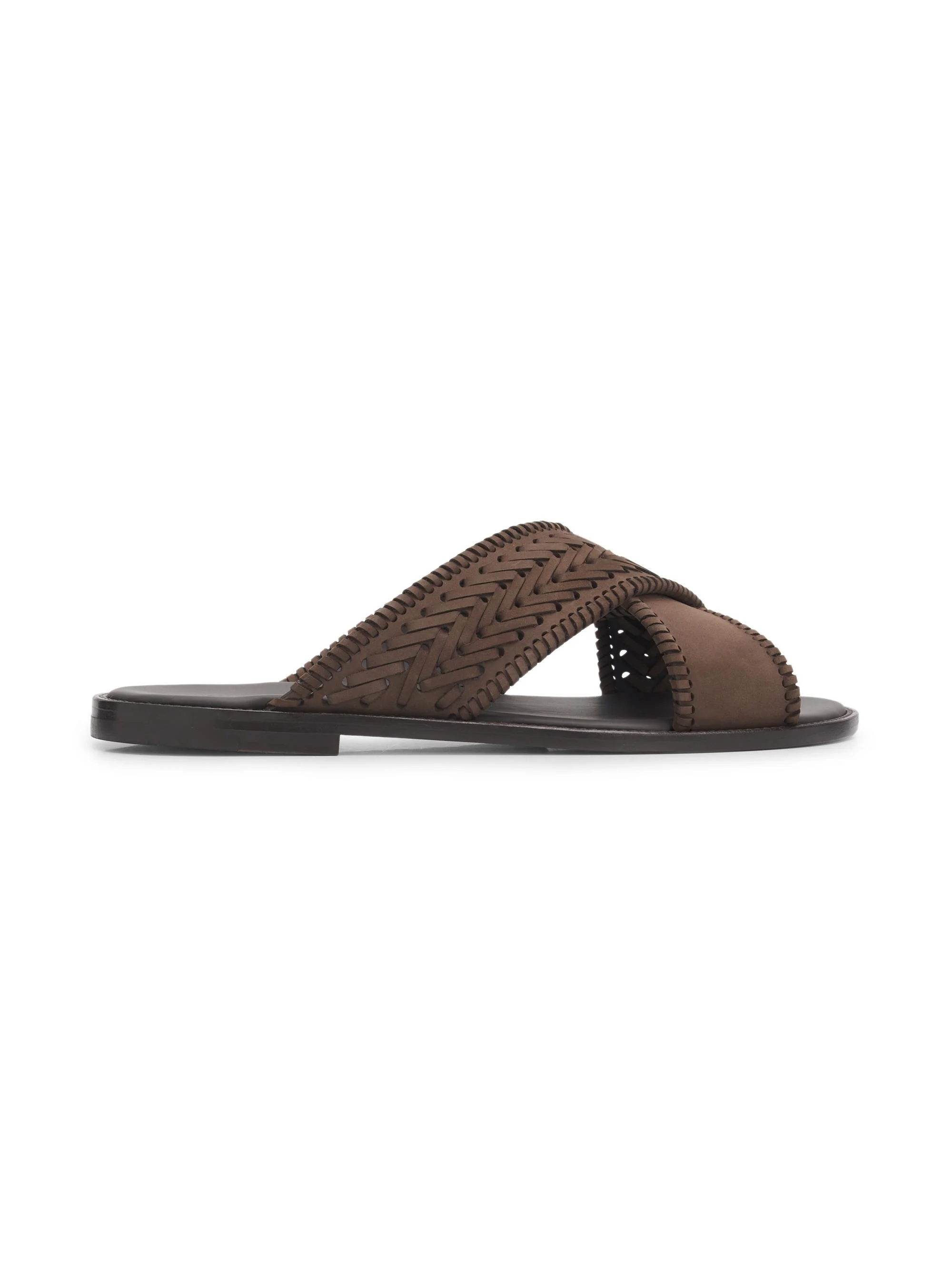 Men's Tex Woven Suede Sandals - Dark Brown - 1